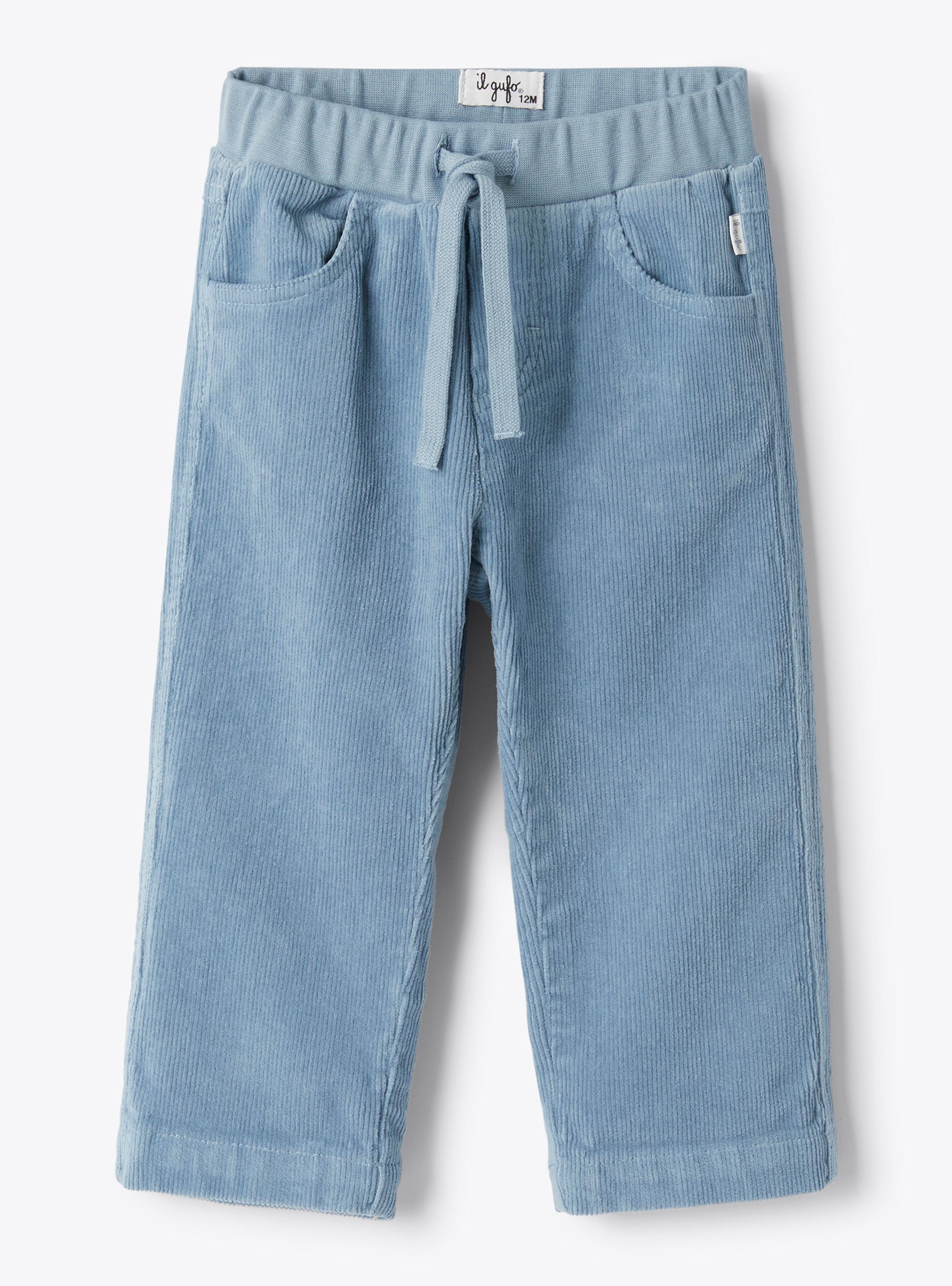 Ribbed velvet pants - Light blue | Il Gufo