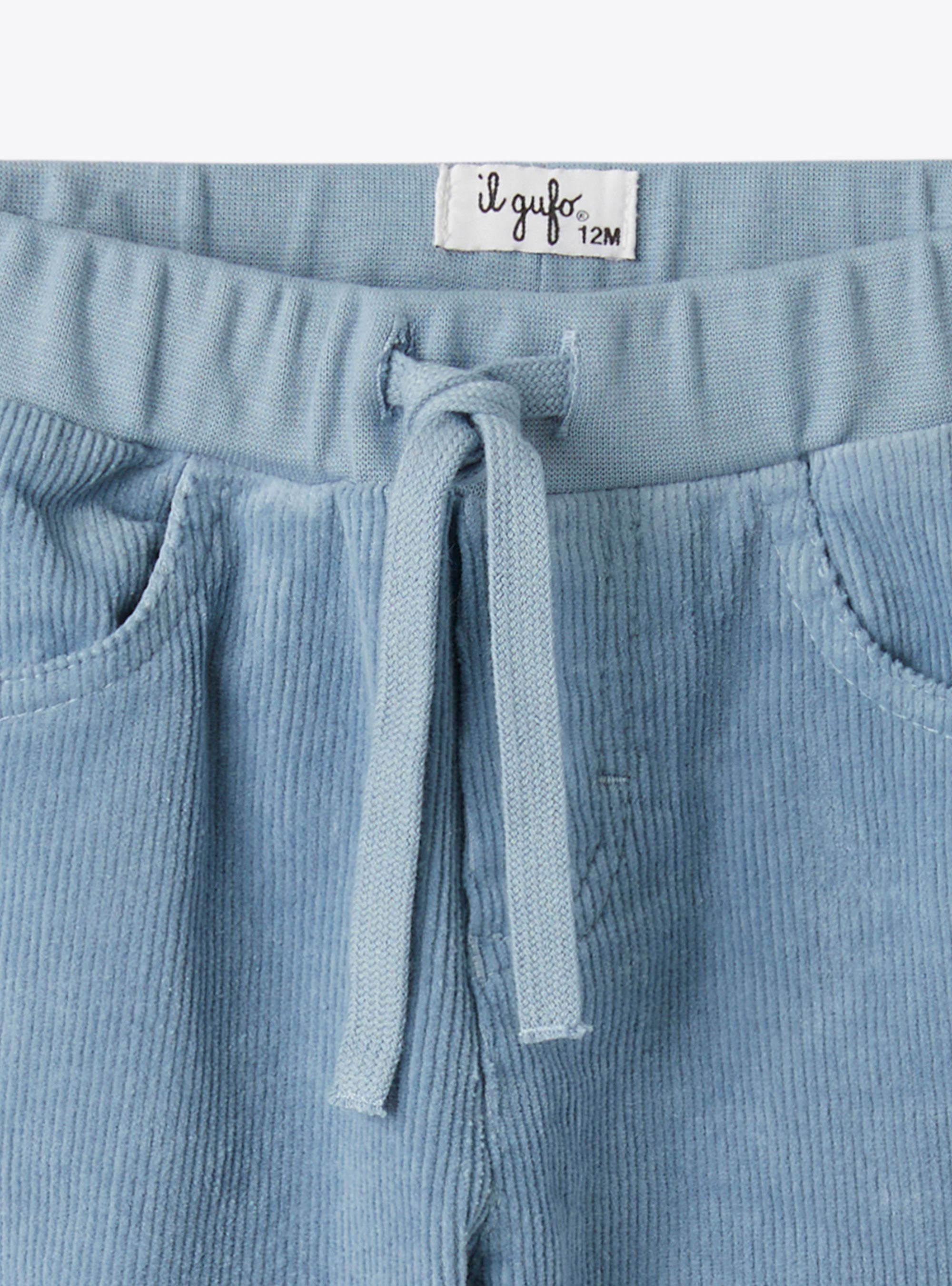 Gerippte Samthose - Hellblau | Il Gufo