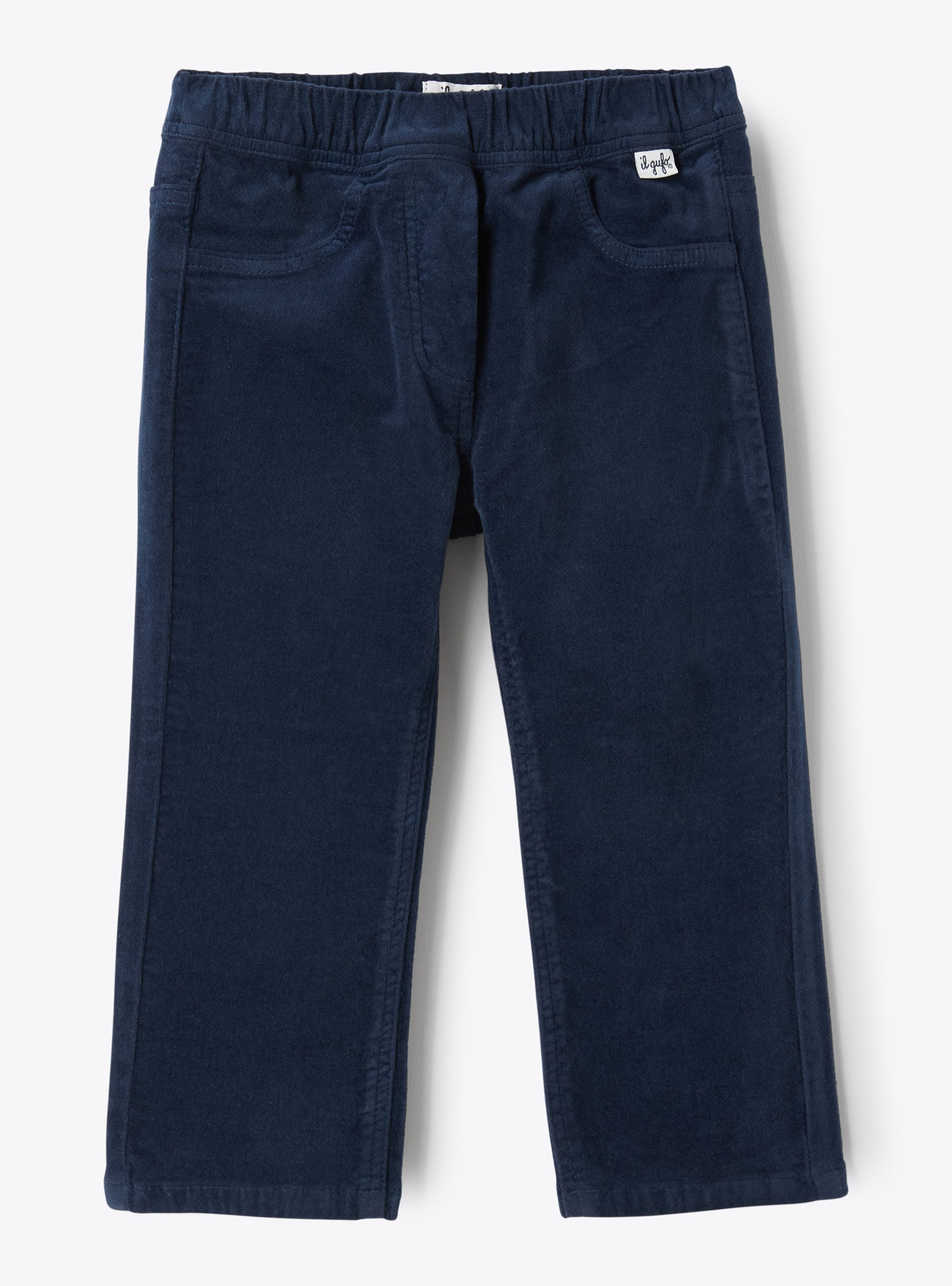 Smooth velvet trousers - Blue | Il Gufo