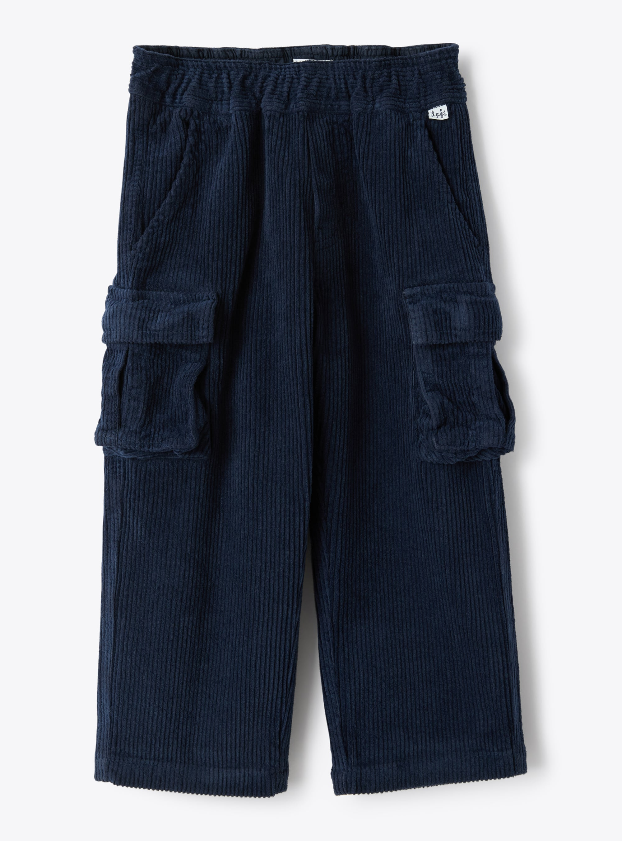 Cargo pants in ribbed stretch cotton corduroy - Blue | Il Gufo