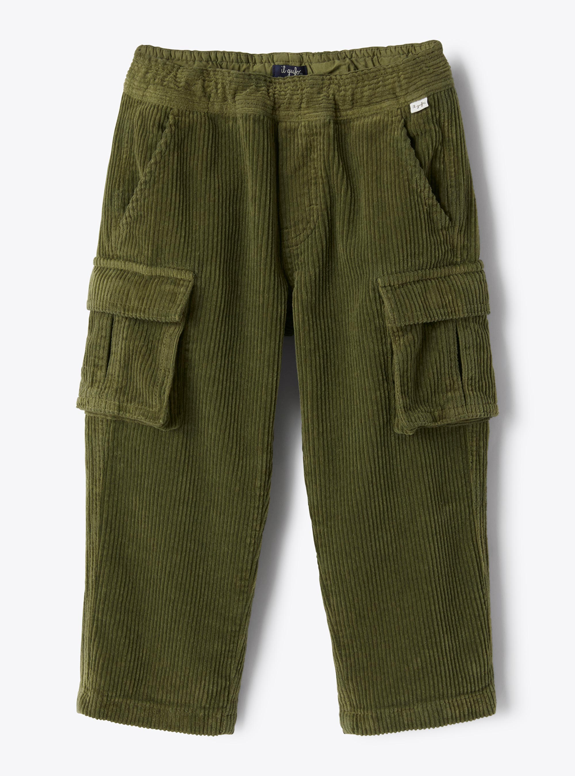 Cargo pants in ribbed stretch cotton corduroy - Trousers - Il Gufo