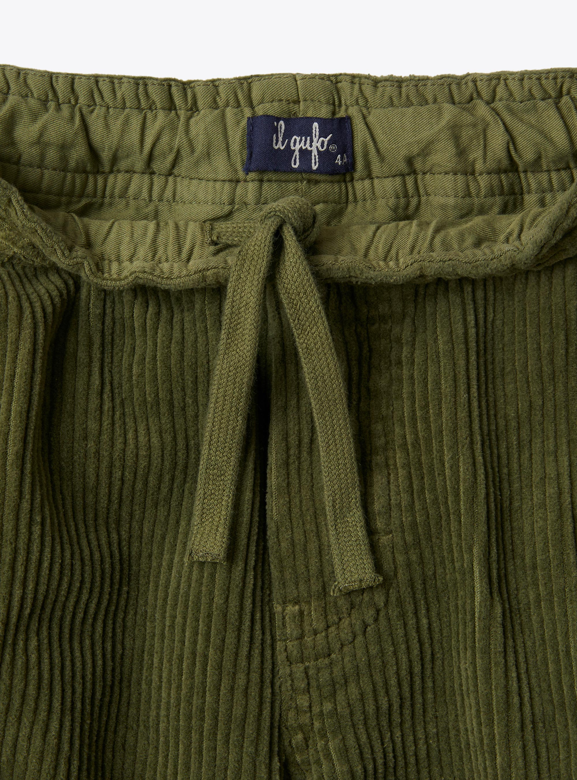 Cargo pants in ribbed stretch cotton corduroy - Green | Il Gufo