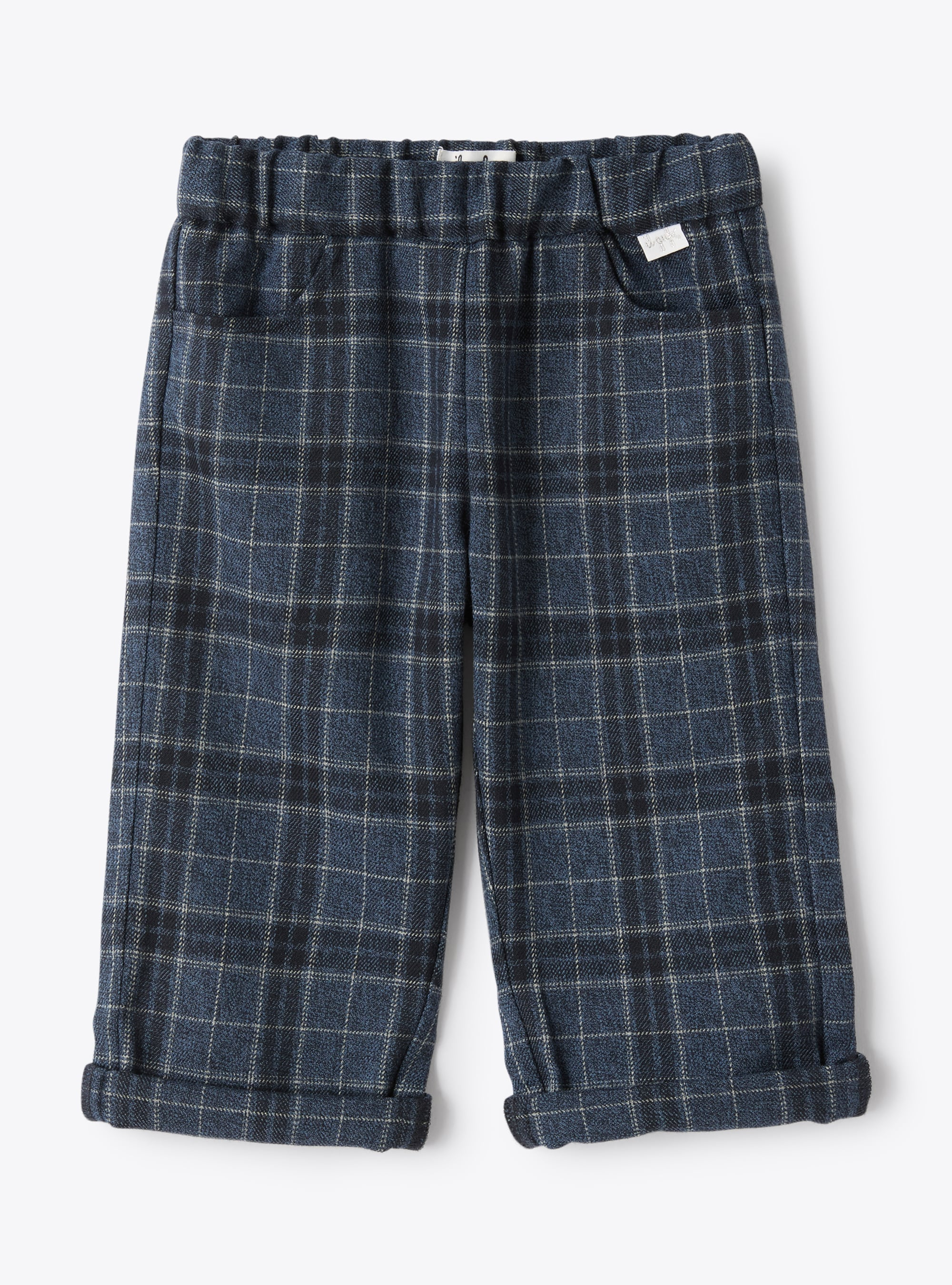 Scots pattern techno-wool trousers - Blue | Il Gufo