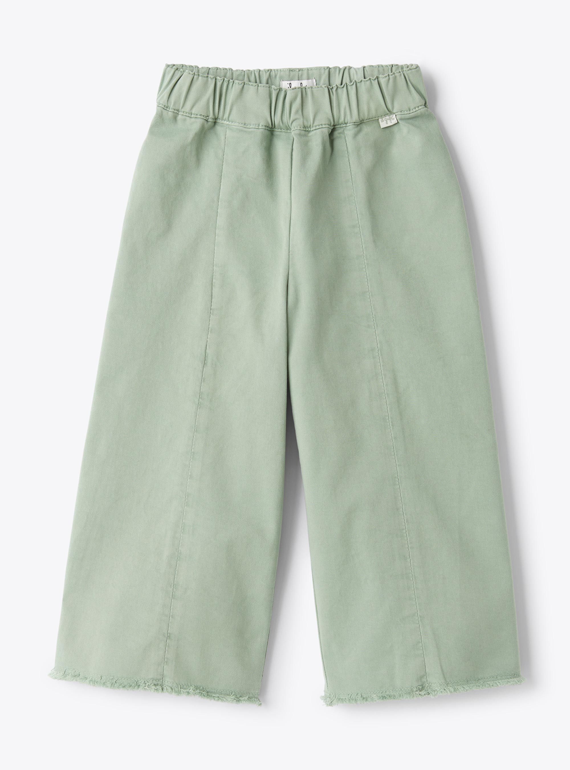 Pantalon wide leg en gabardine - Vert | Il Gufo