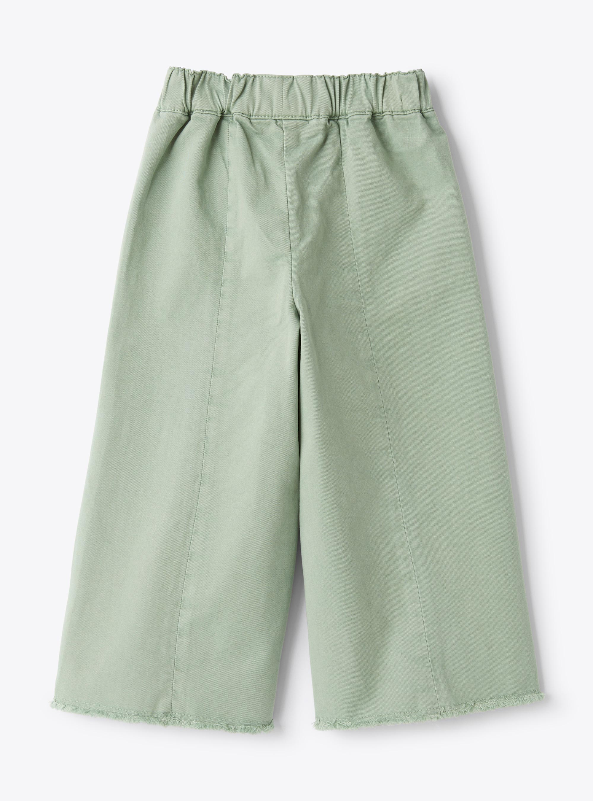 Wide-leg gabardine pants - Green | Il Gufo