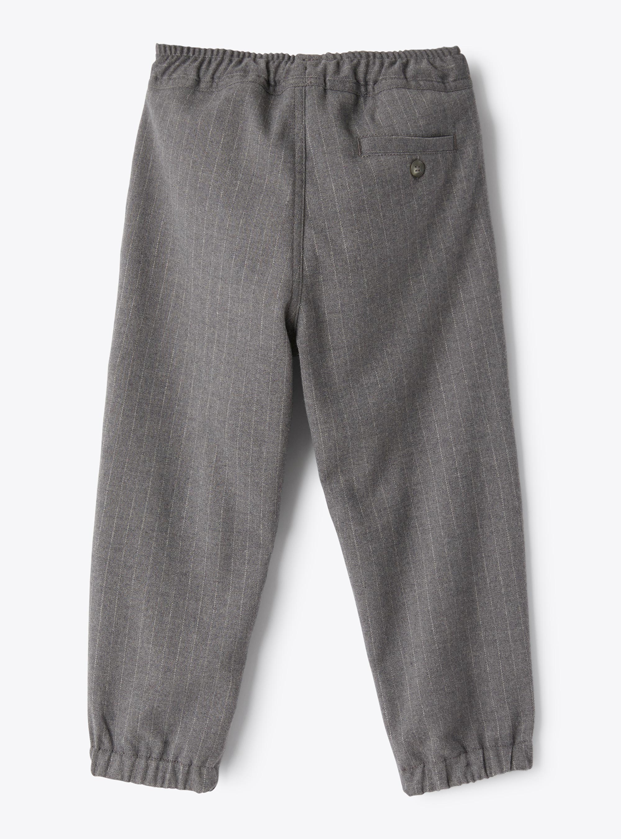 Gessato trousers in techno-wool - Grey | Il Gufo