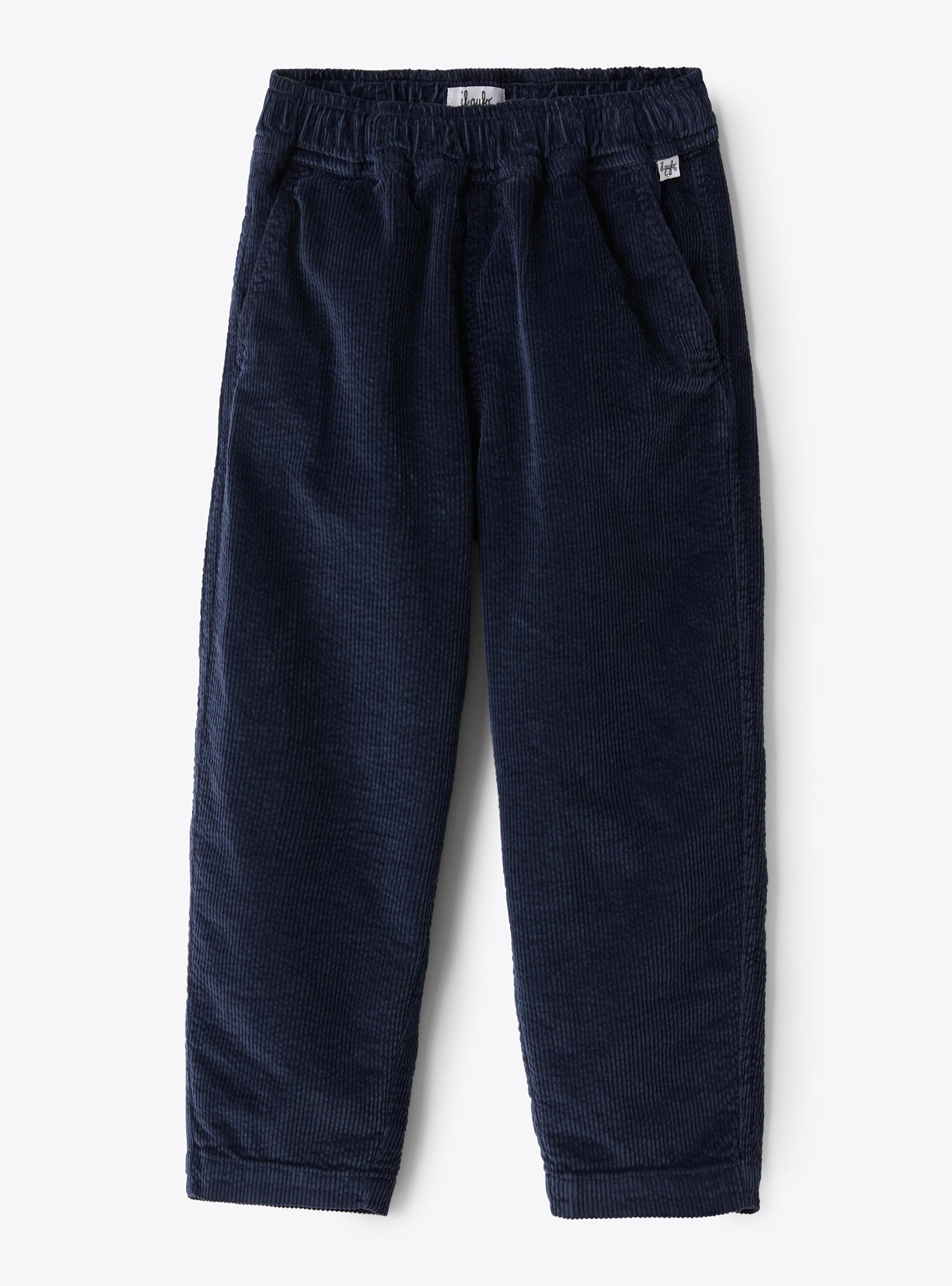 Pantalon carrot fit en velours de coton stretch - Bleu | Il Gufo