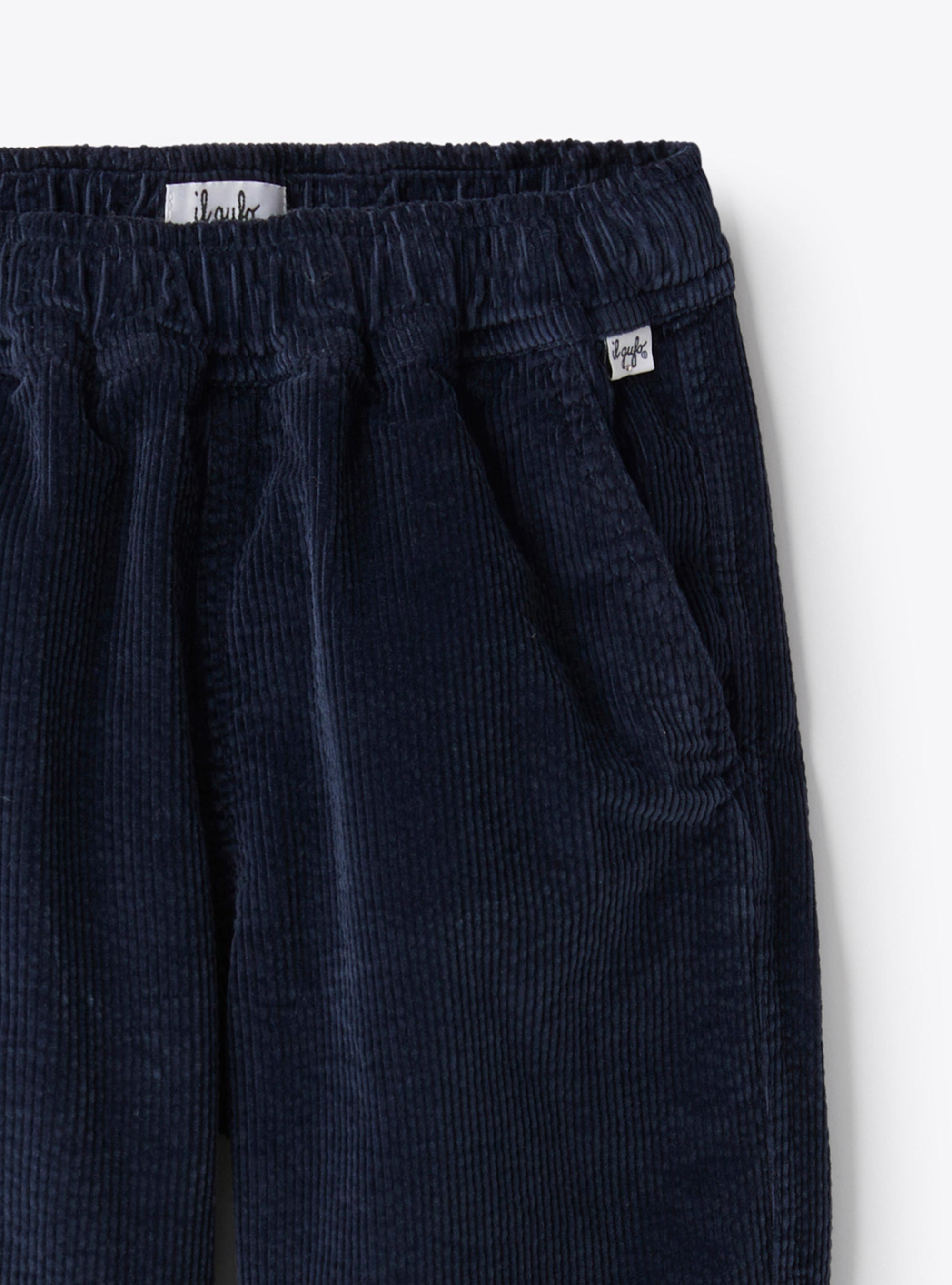 Cotton velvet carrot fit pants - Blue | Il Gufo