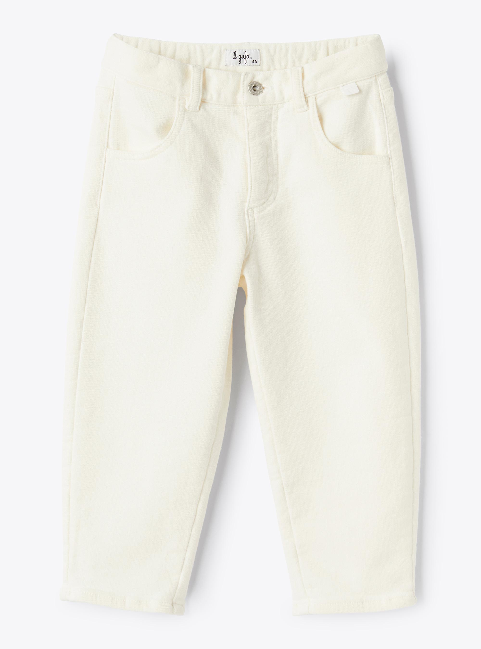 Fleece-lined denim pants - Beige | Il Gufo