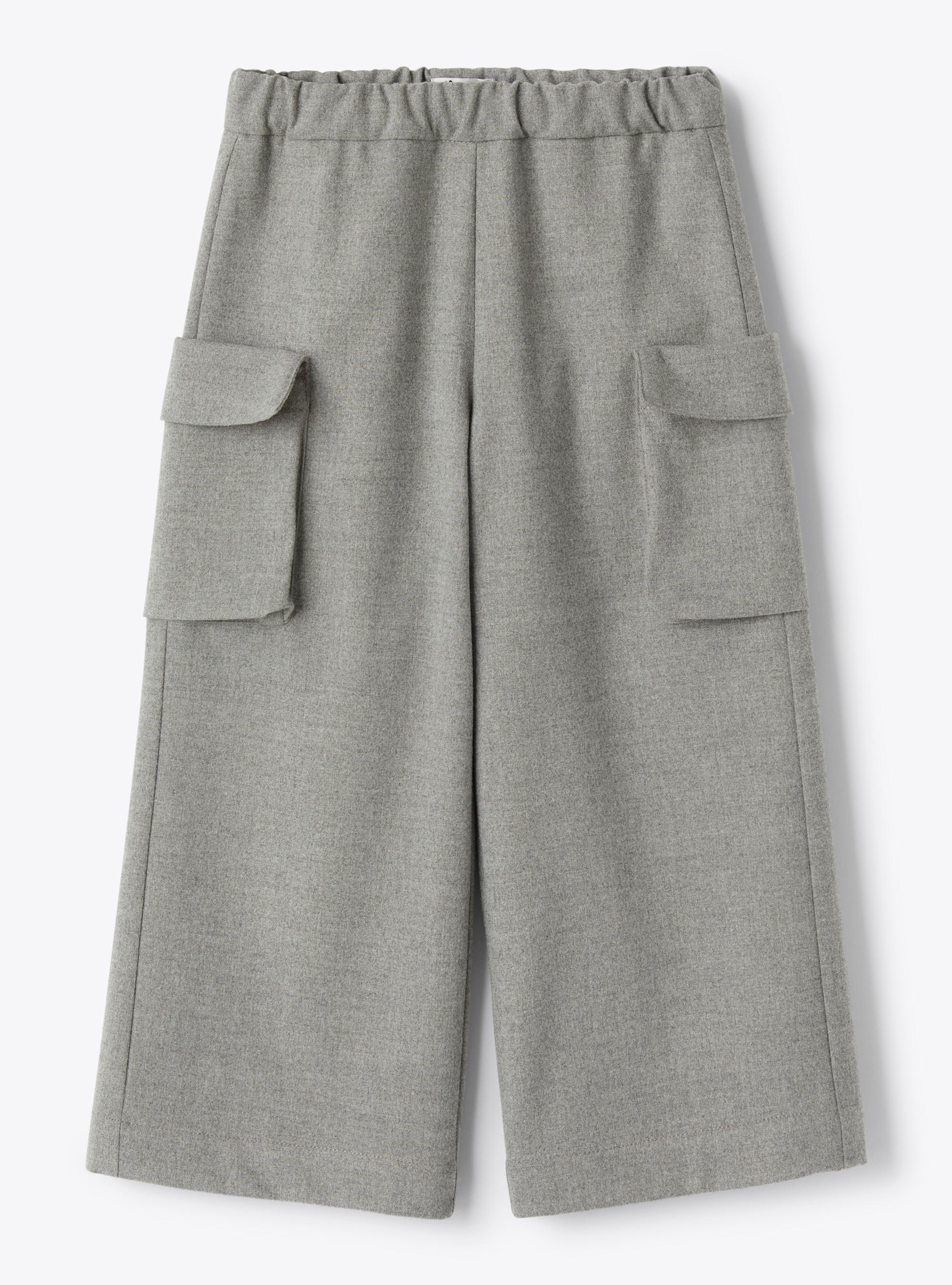 Pantalon palazzo en techno-wool - Gris | Il Gufo