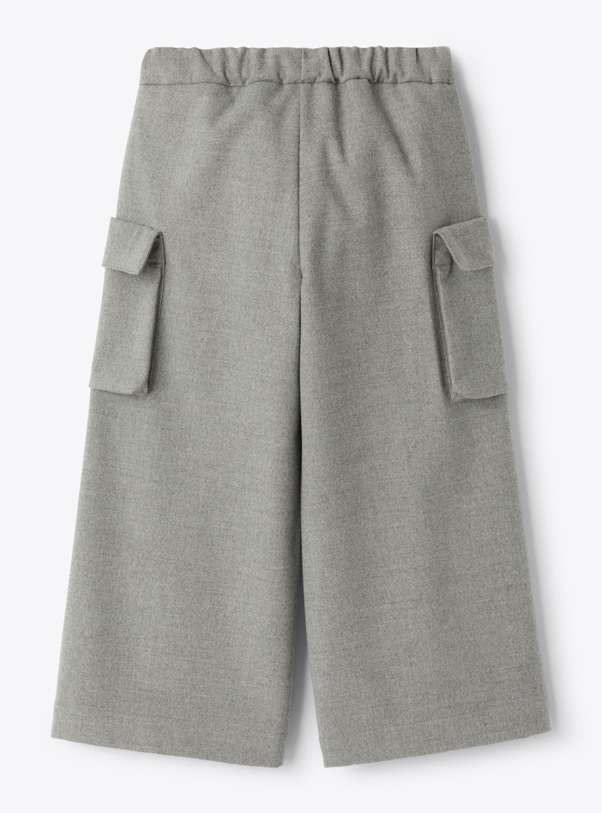 Palazzo pants in techno-wool - Grey | Il Gufo