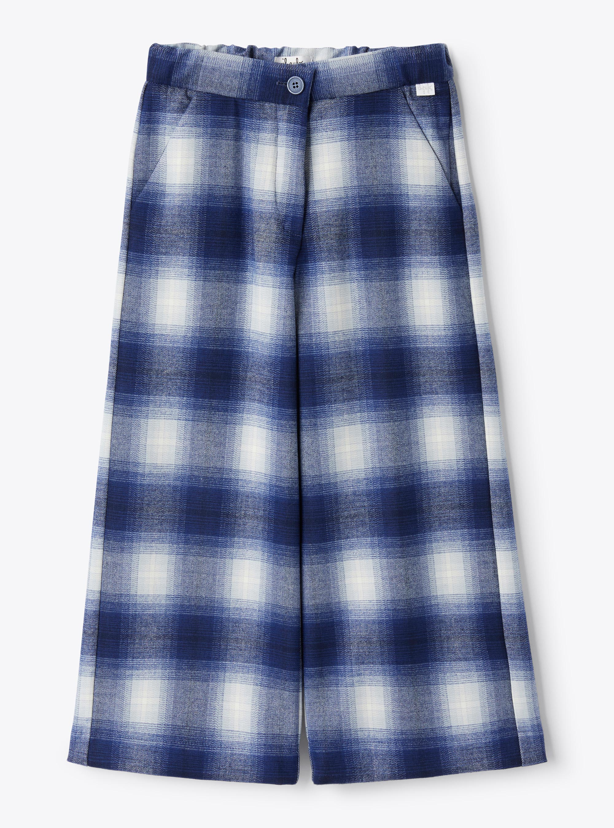 Checked techno-wool palazzo pants - Trousers - Il Gufo