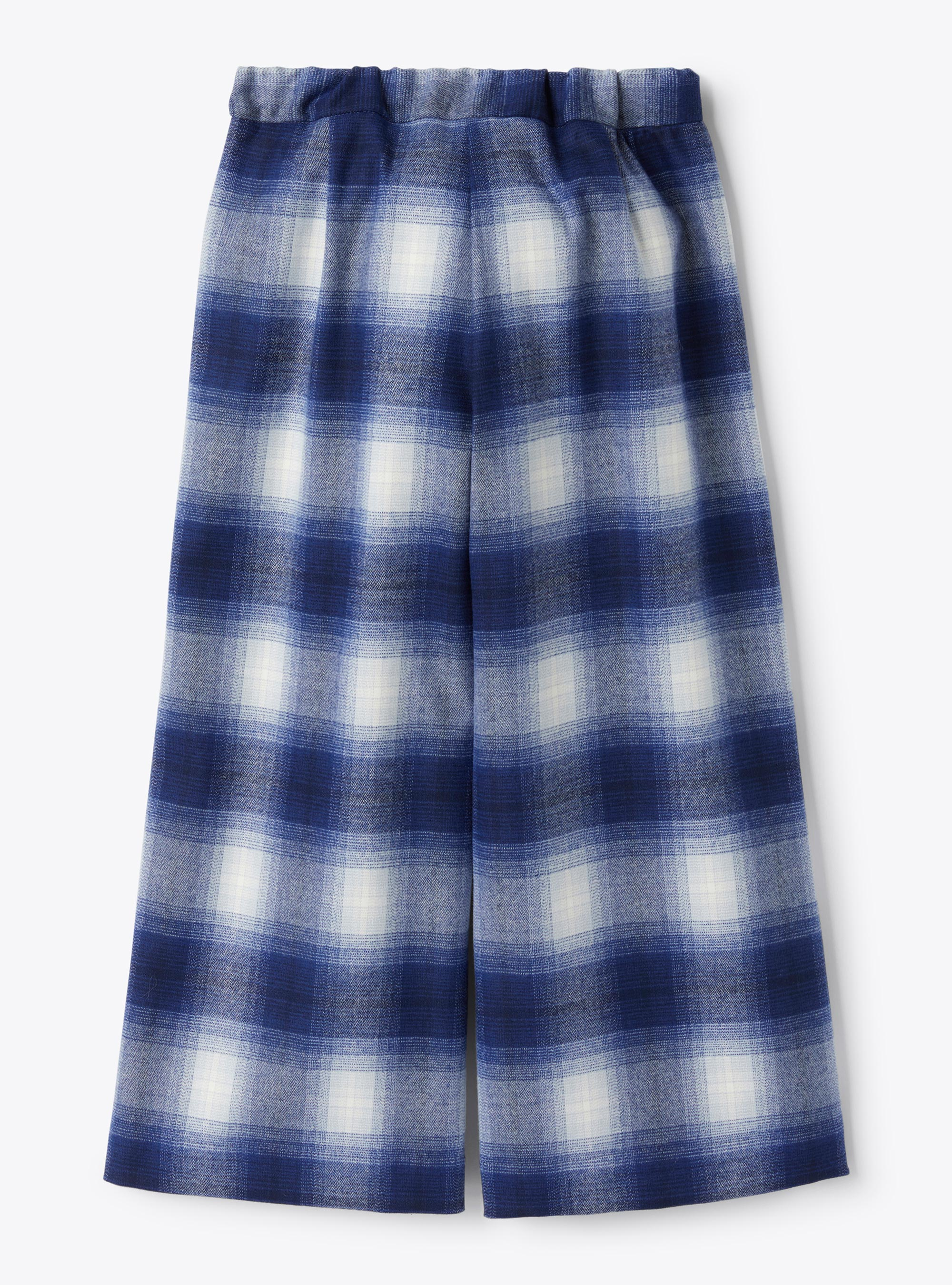 Checked techno-wool palazzo pants - Blue | Il Gufo