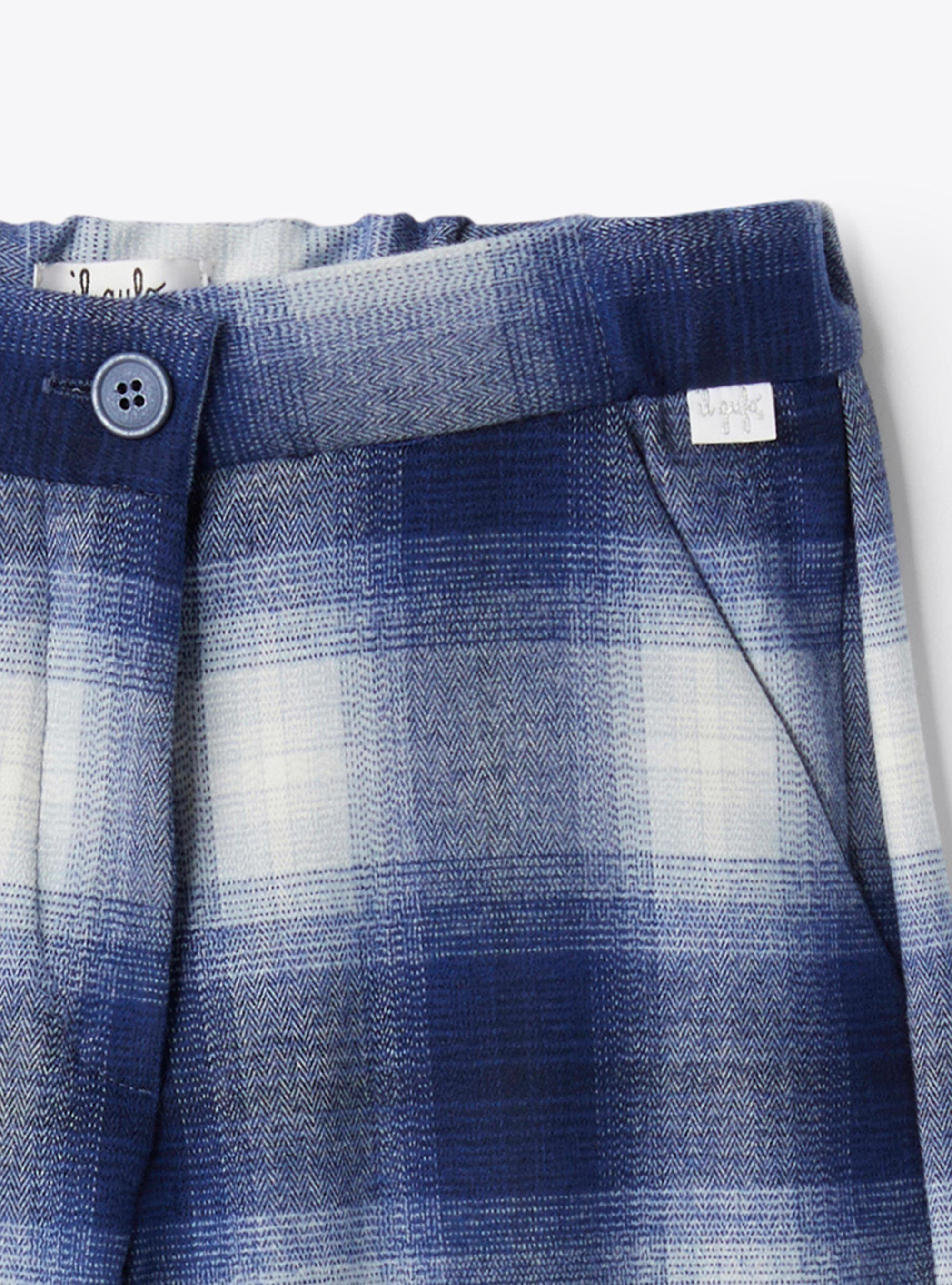 Checked techno-wool palazzo pants - Blue | Il Gufo