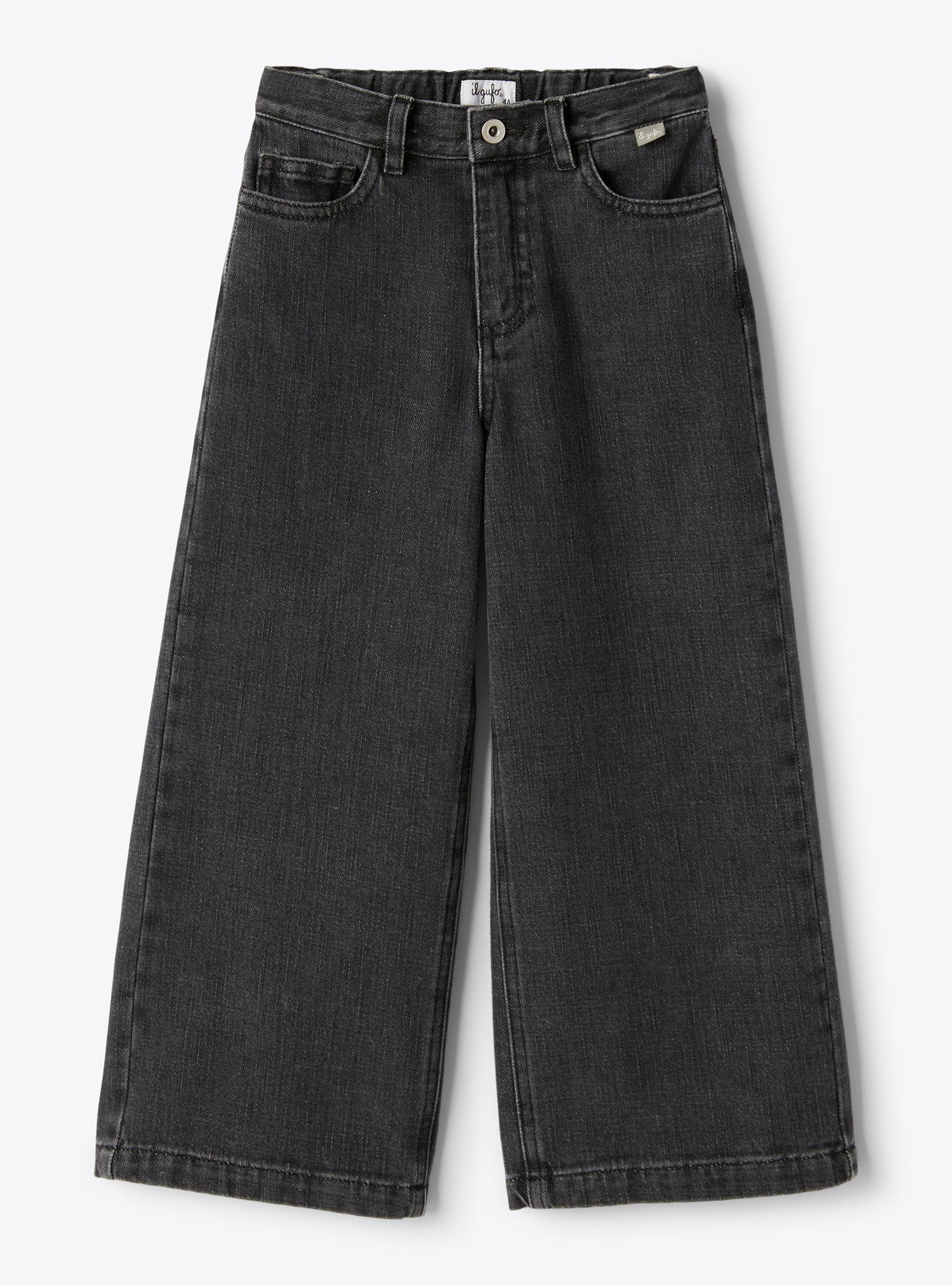 Pantalone palazzo in denim - Nero | Il Gufo