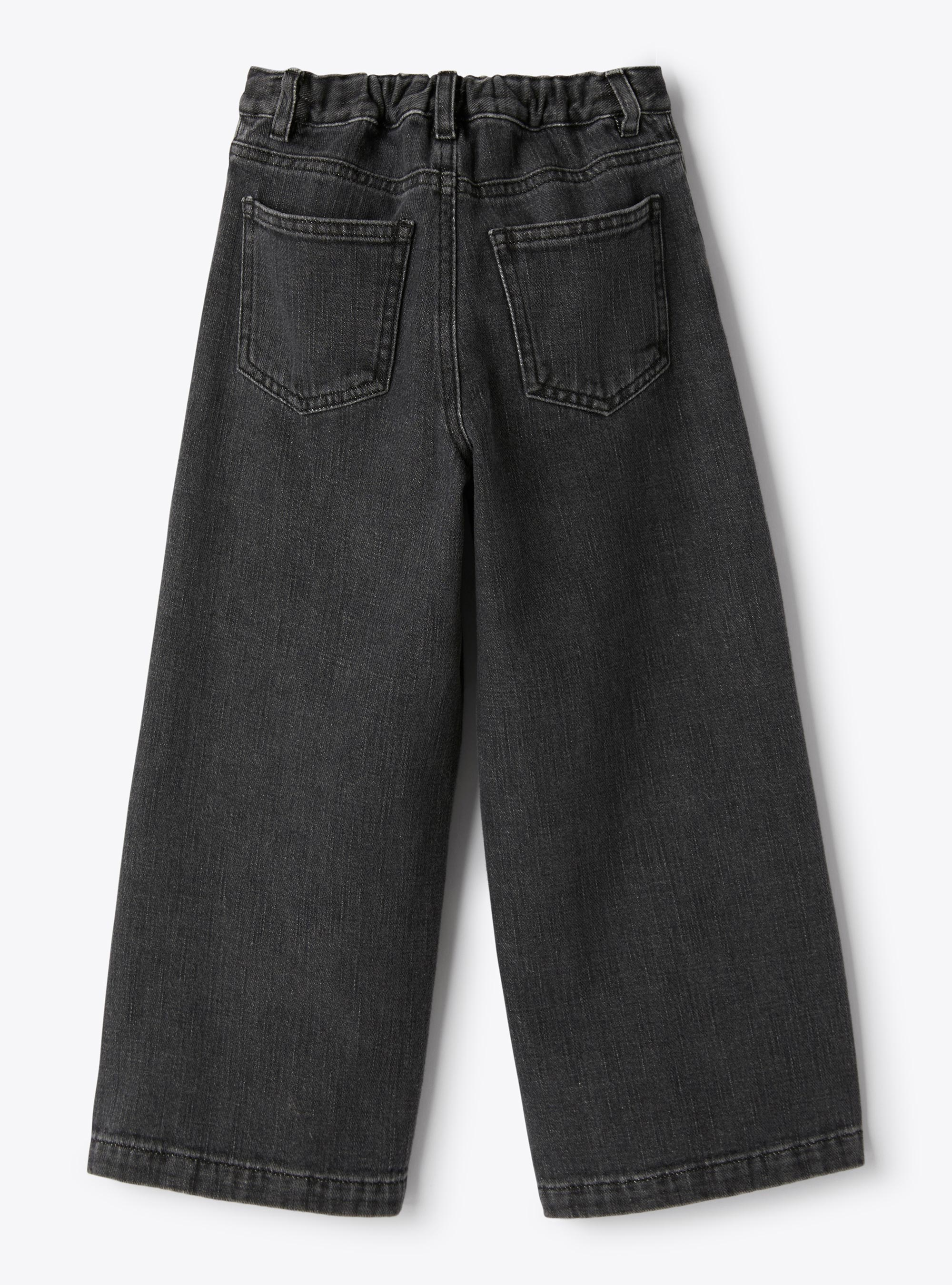 Pantalon palazzo en denim - Noir | Il Gufo