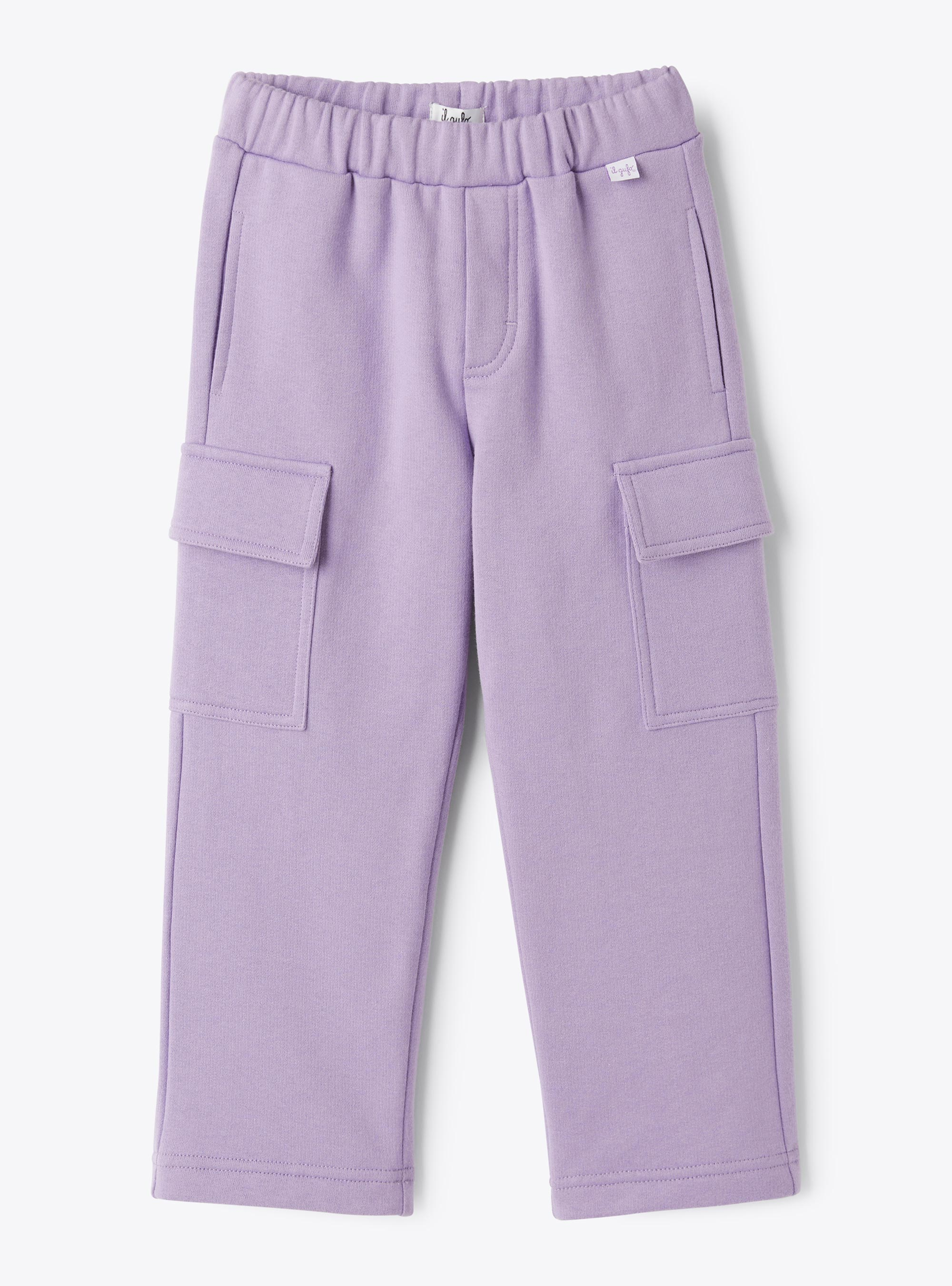 Cargo pants in brushed cotton fleece - Fuchsia | Il Gufo