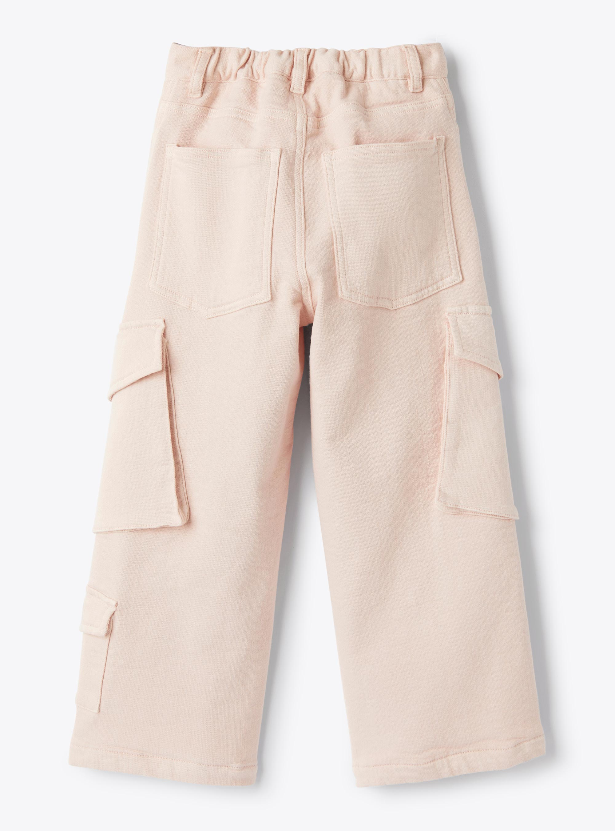 Fleece-lined denim cargo pants - Pink | Il Gufo