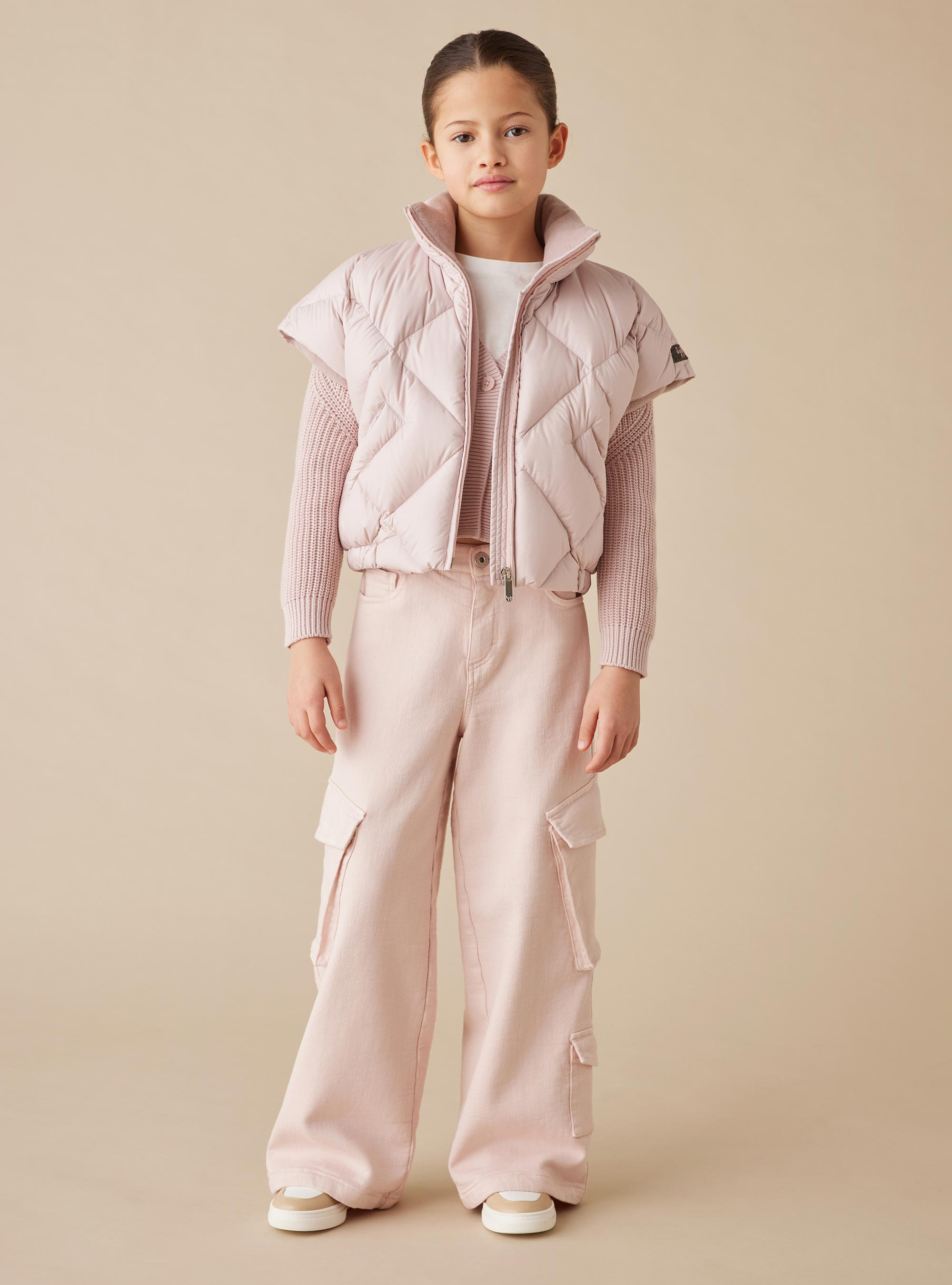 Fleece-lined denim cargo pants - Pink | Il Gufo