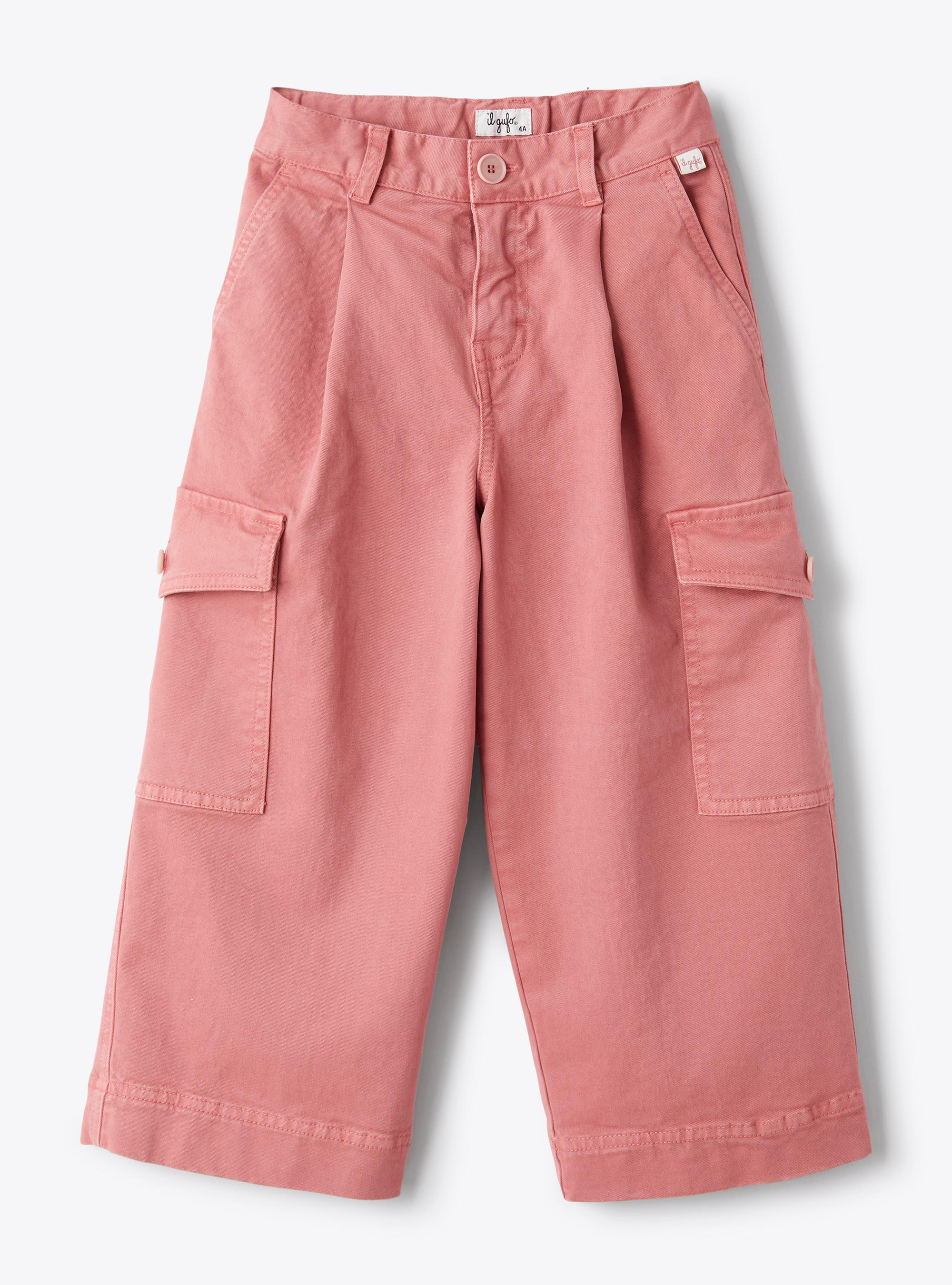 Pantalon cargo en gabardine - Rose | Il Gufo