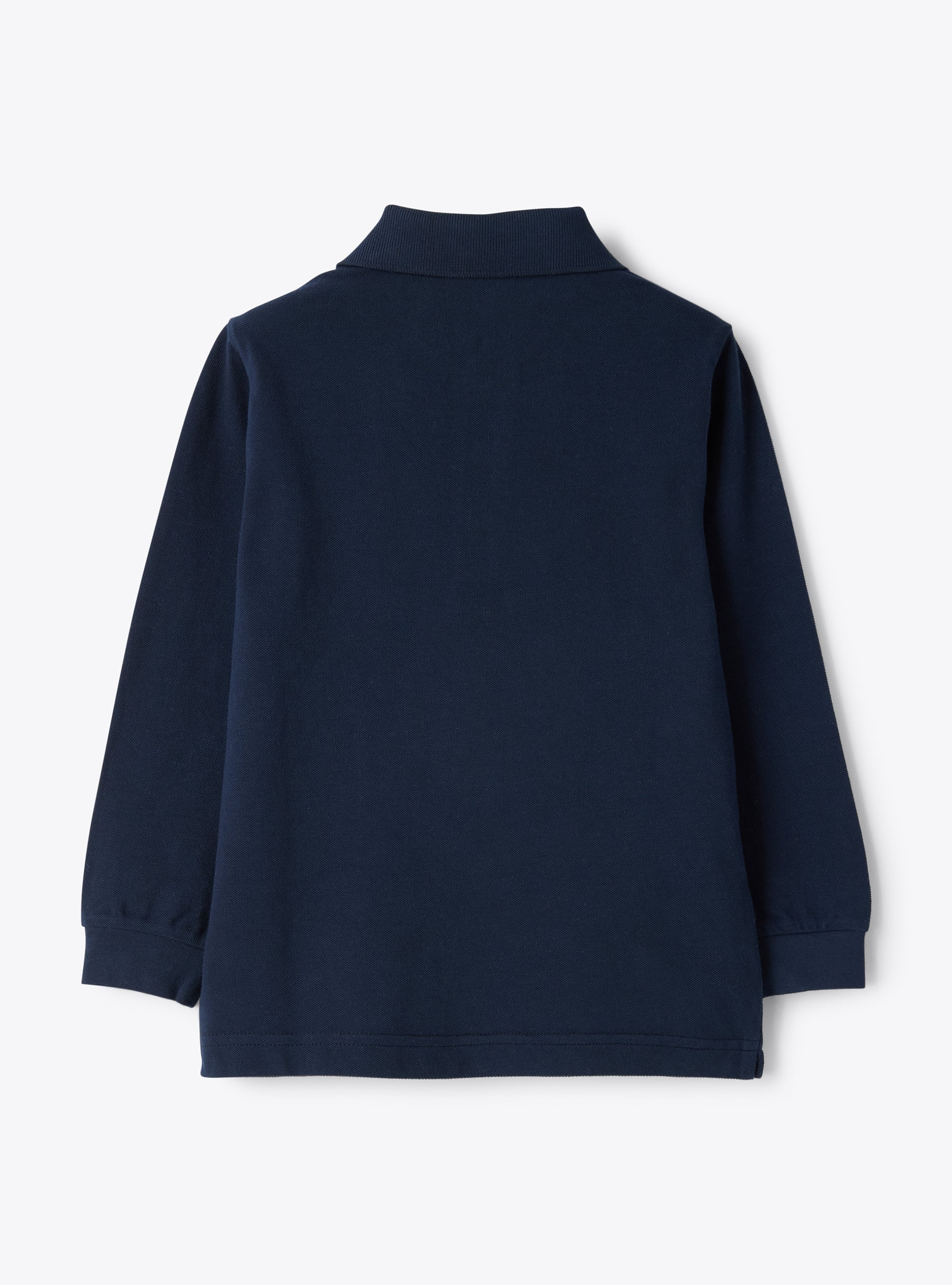 Long-sleeve piqué polo shirt - Blue | Il Gufo