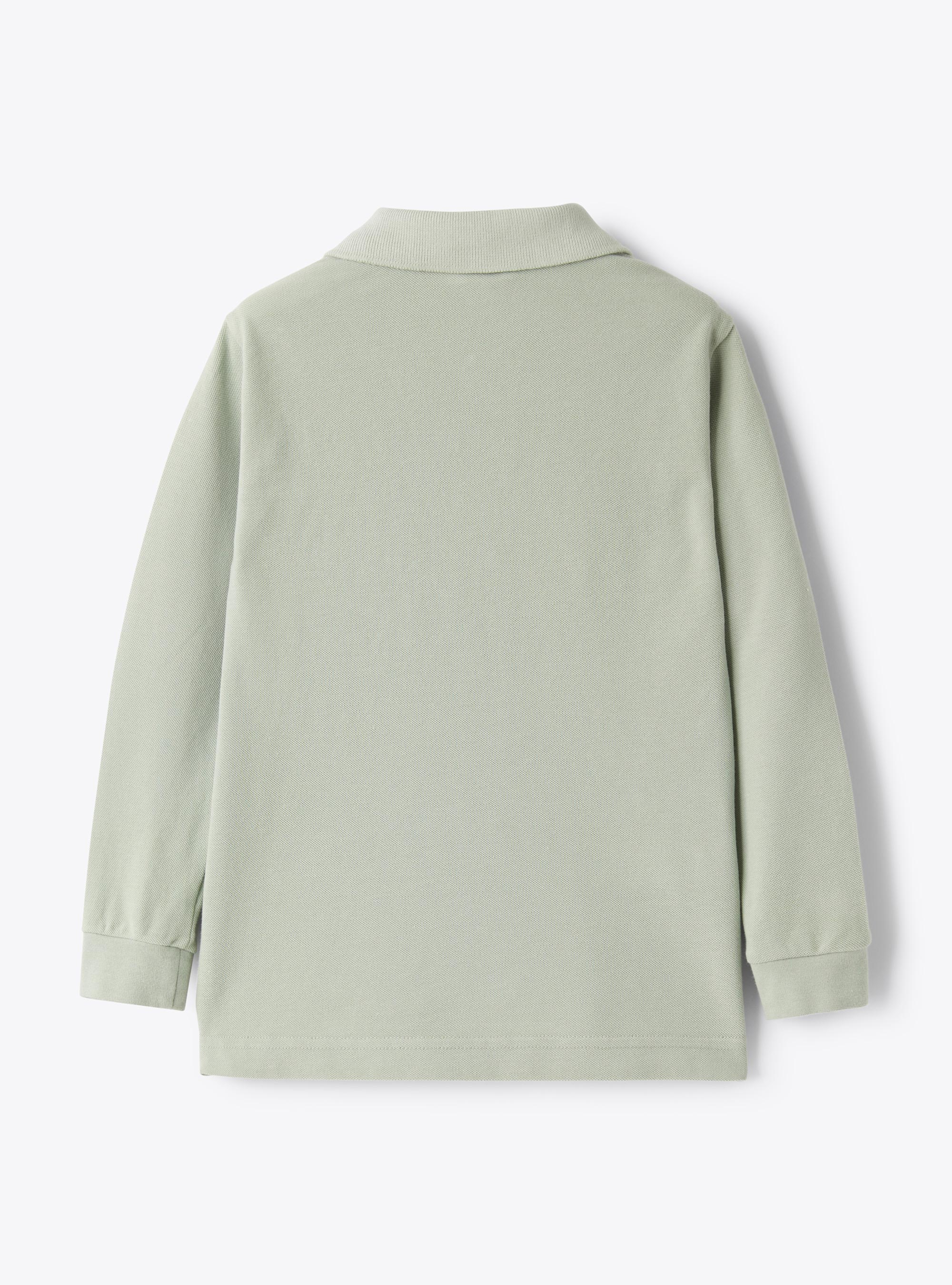 Long-sleeve piqué polo shirt - Green | Il Gufo