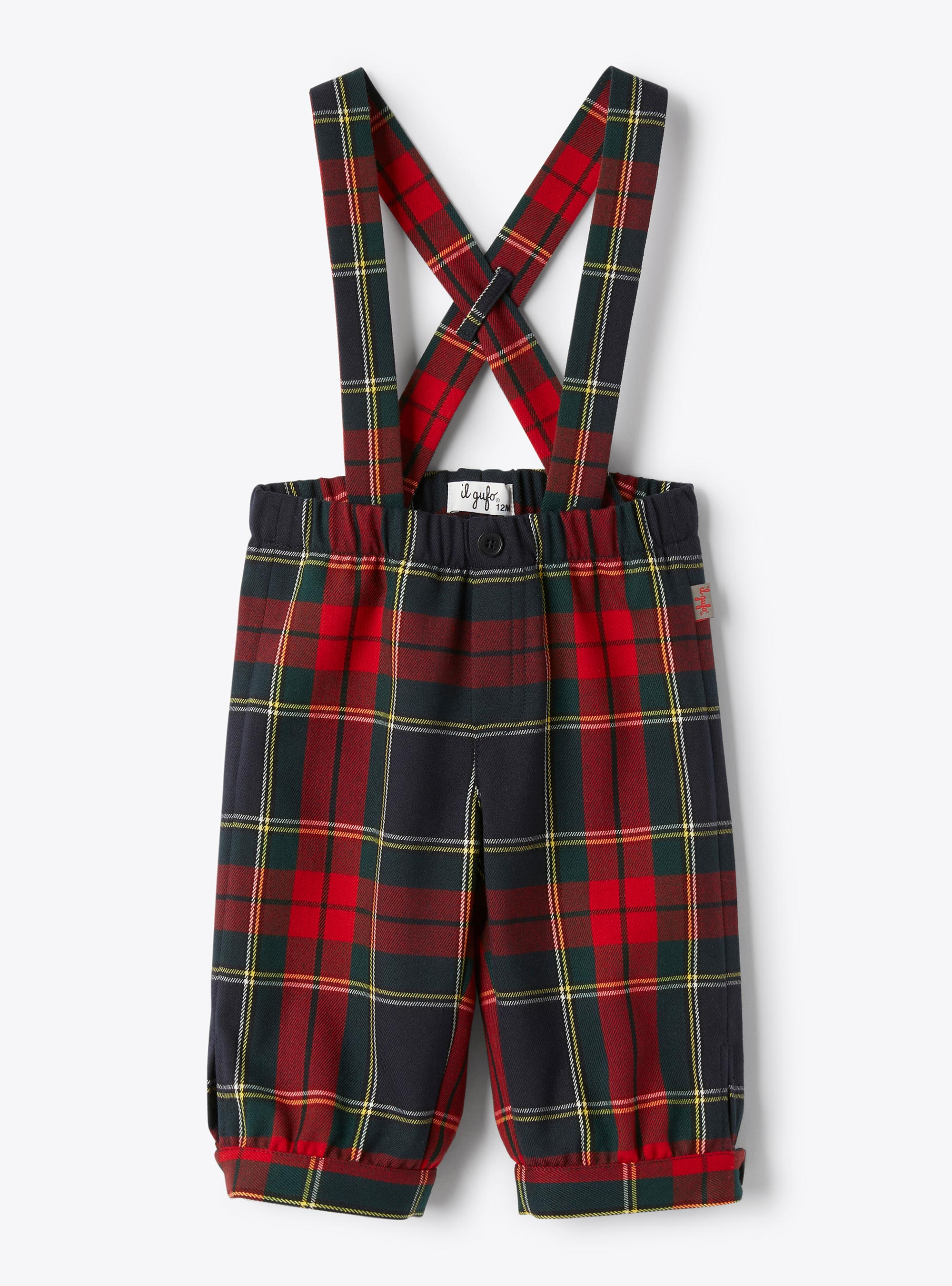 Salopette en mélange de laine tartan - Rouge | Il Gufo