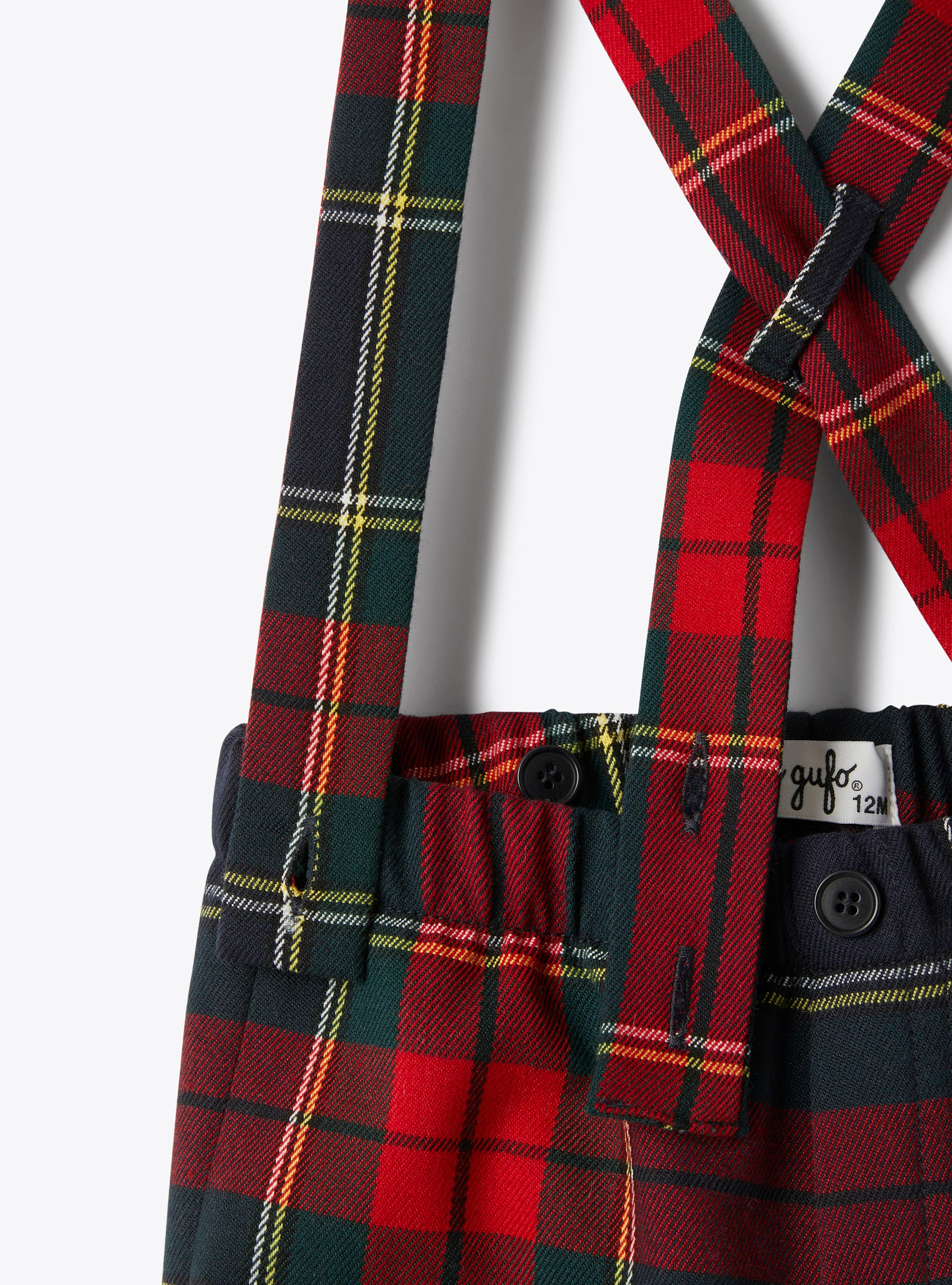 Salopette en mélange de laine tartan - Rouge | Il Gufo