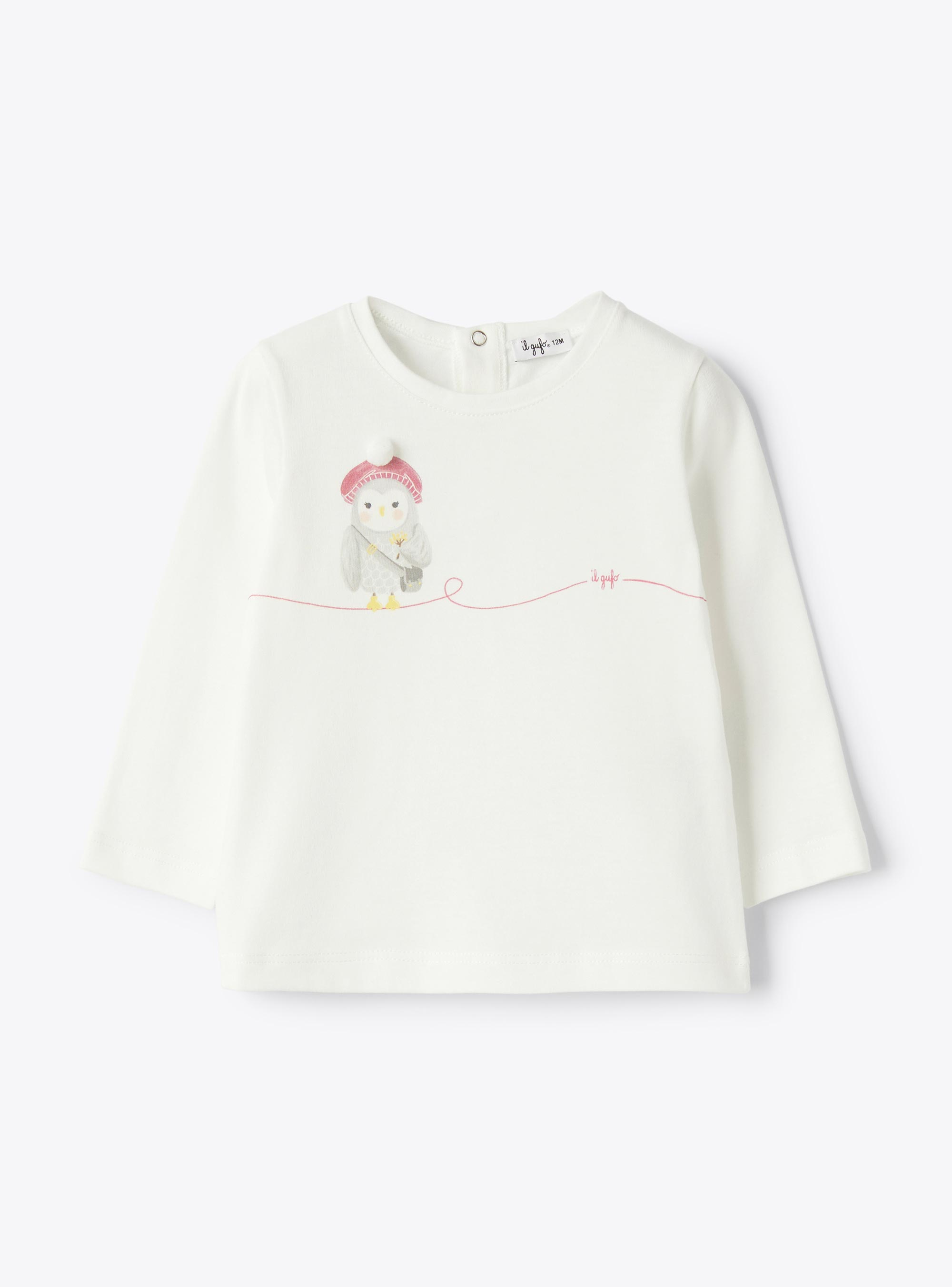 Jersey T-shirt with print - White | Il Gufo