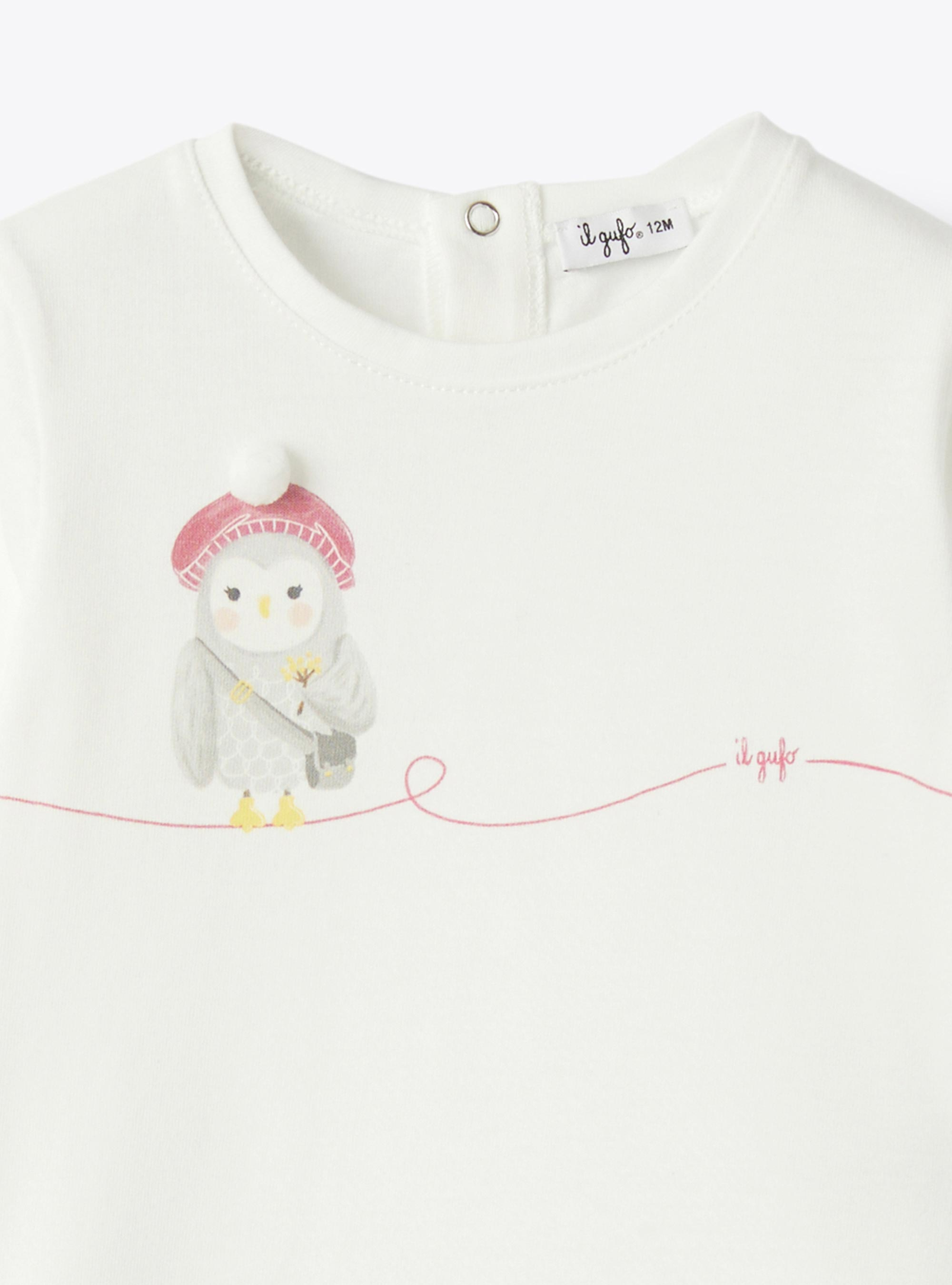 T-shirt en jersey avec impression - Blanc | Il Gufo