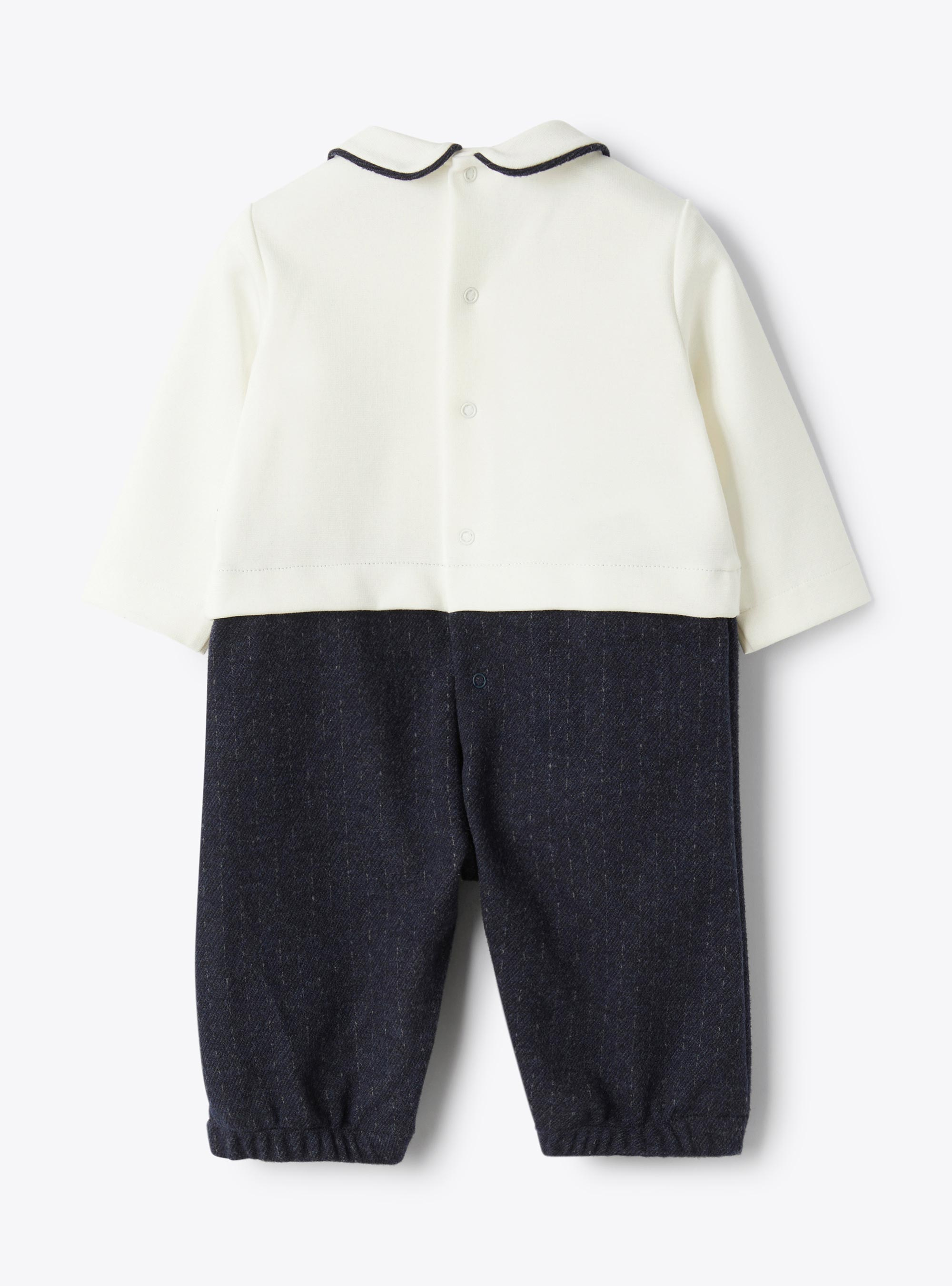 Jumpsuit in Milano knit and fleece - Blue | Il Gufo