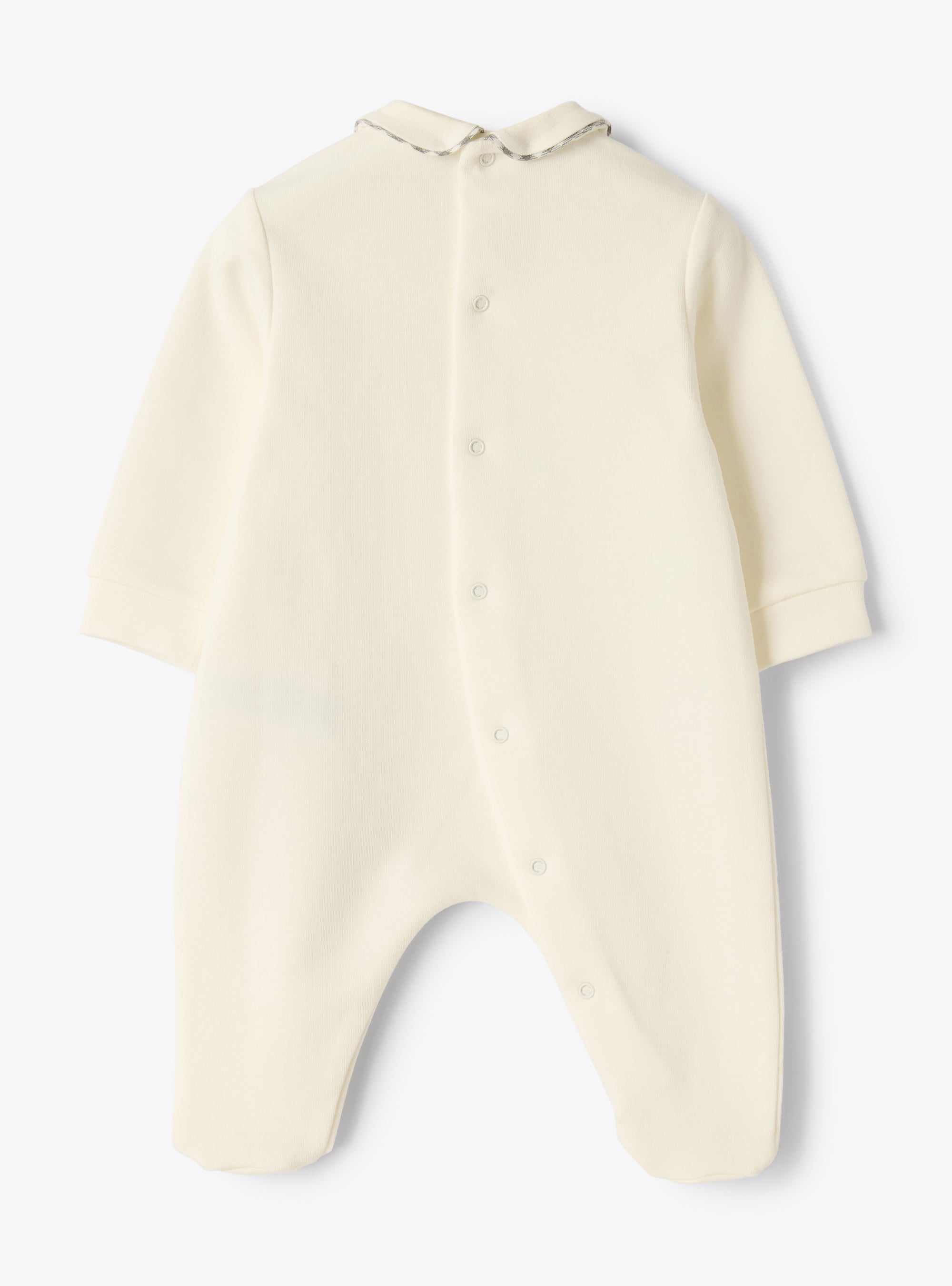 Stretch cotton fleece jumpsuit with little bears - White | Il Gufo