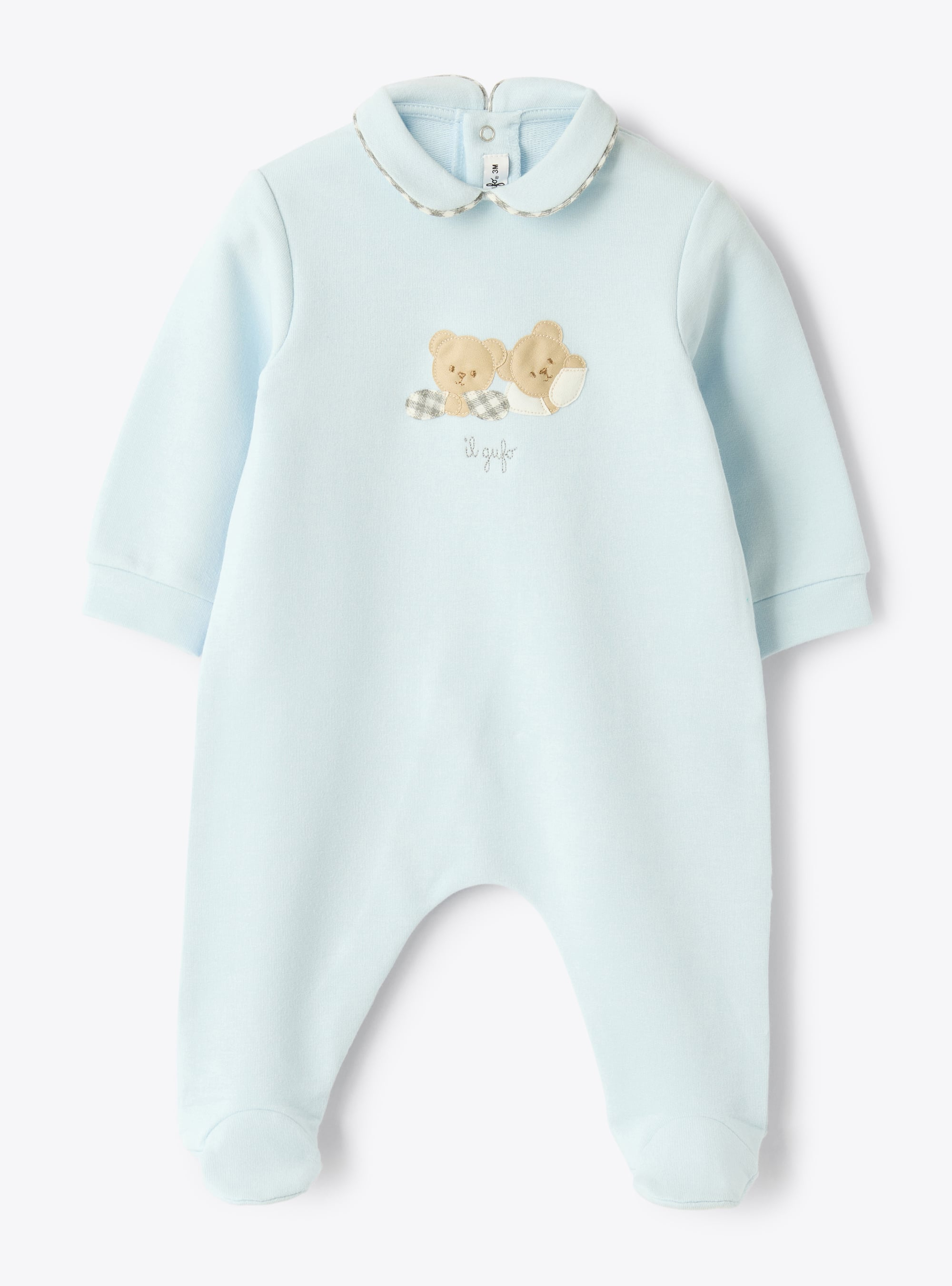 Combinaison en molleton stretch avec oursons - Bleu clair | Il Gufo