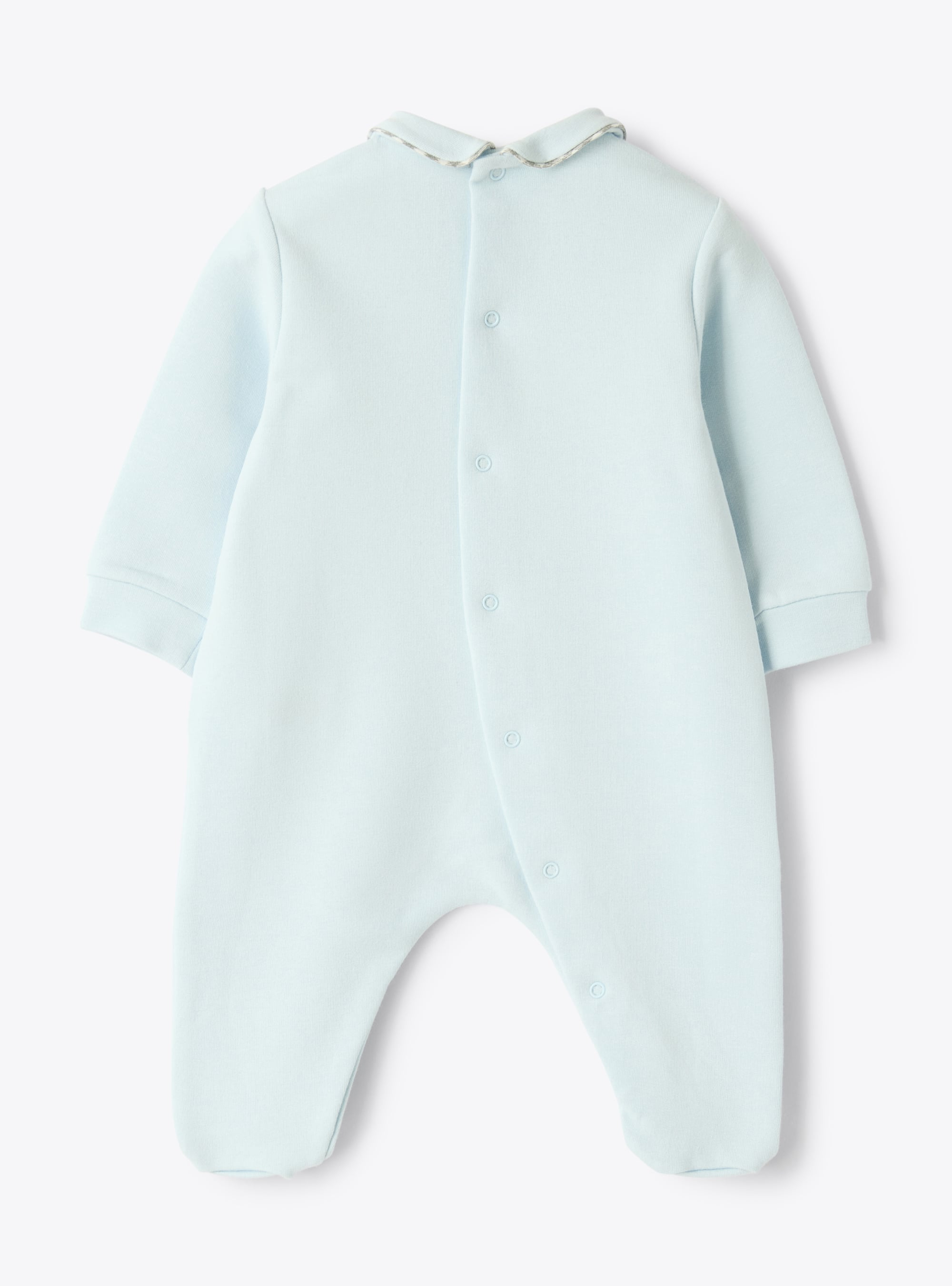 Stretch cotton fleece jumpsuit with little bears - Light blue | Il Gufo