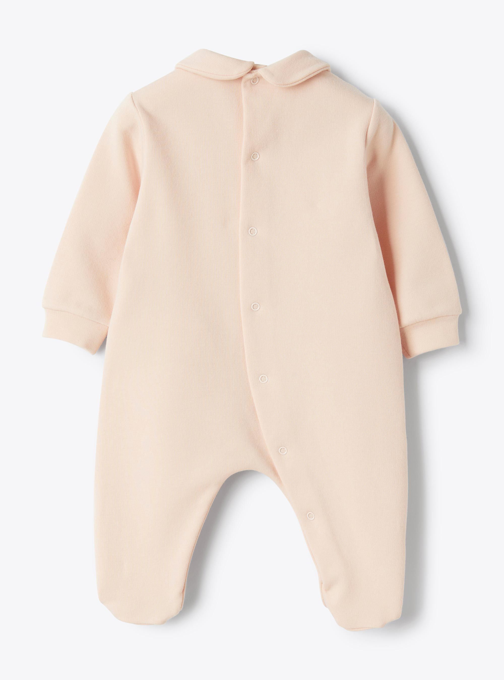 Stretch cotton fleece jumpsuit with appliqué - Pink | Il Gufo