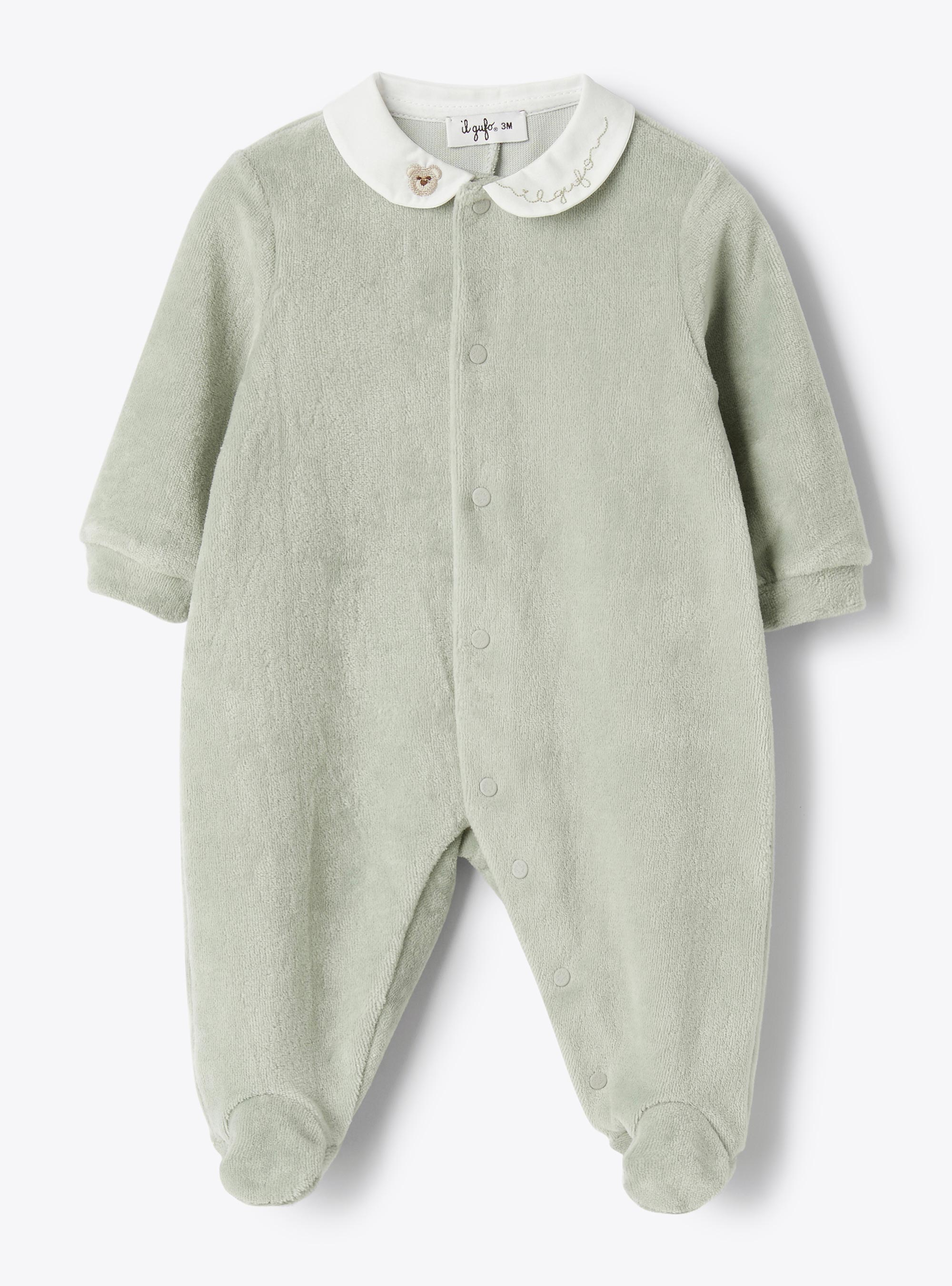 Chenille jumpsuit with embroidery - Babygrows - Il Gufo