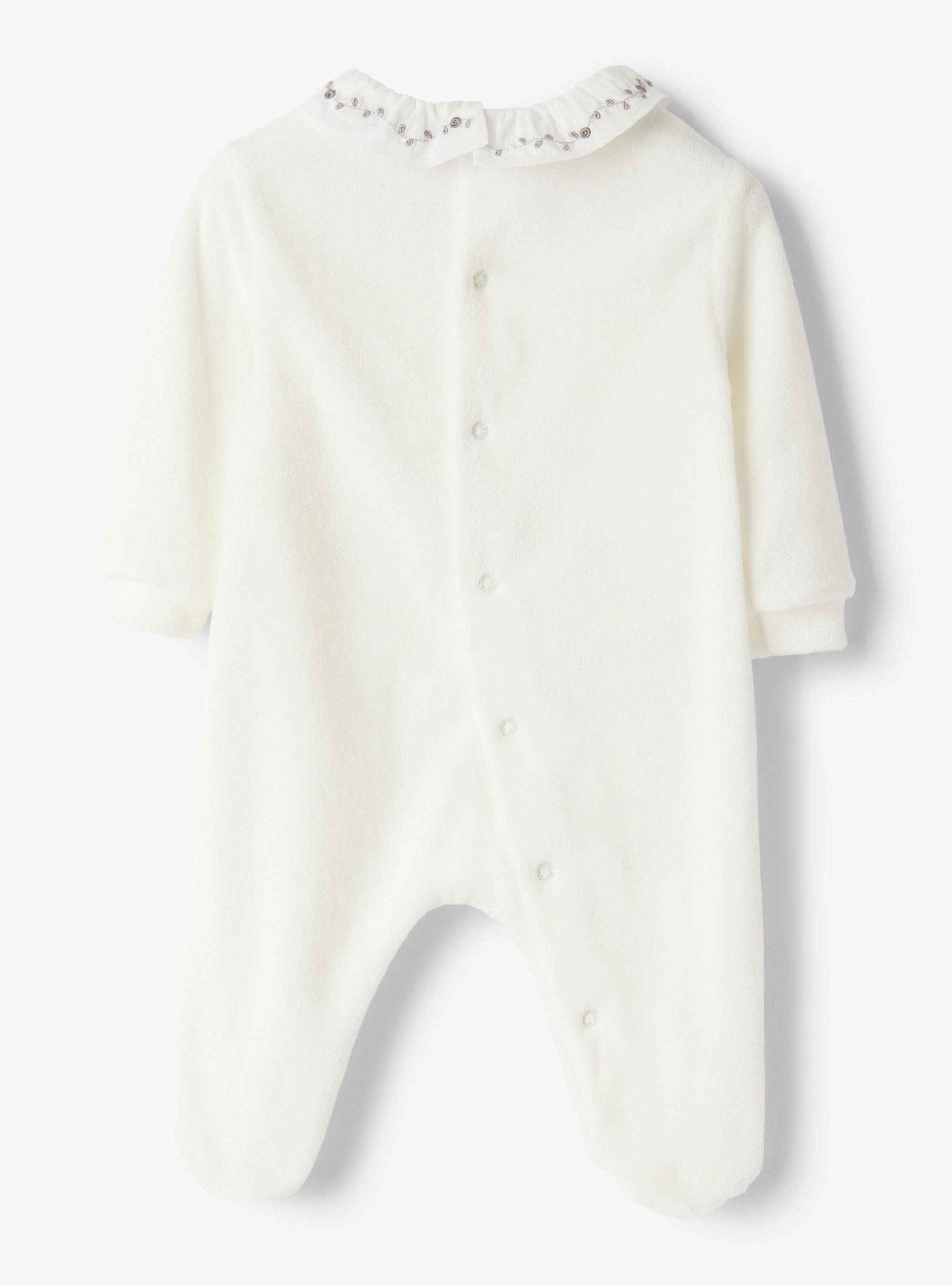 Ruffed collar velour jumpsuit - White | Il Gufo