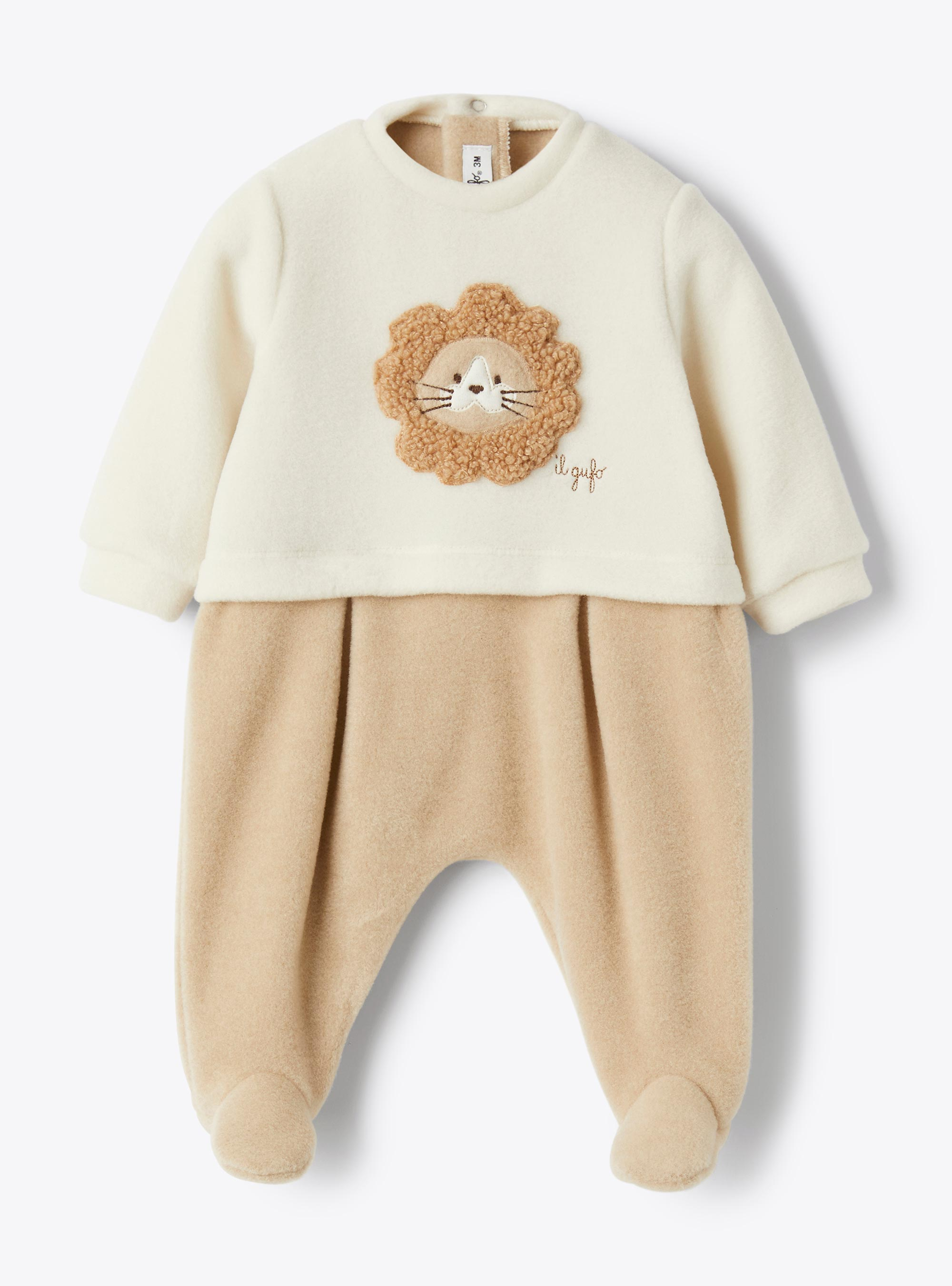 Fleece jumpsuit  with appliqué - White | Il Gufo