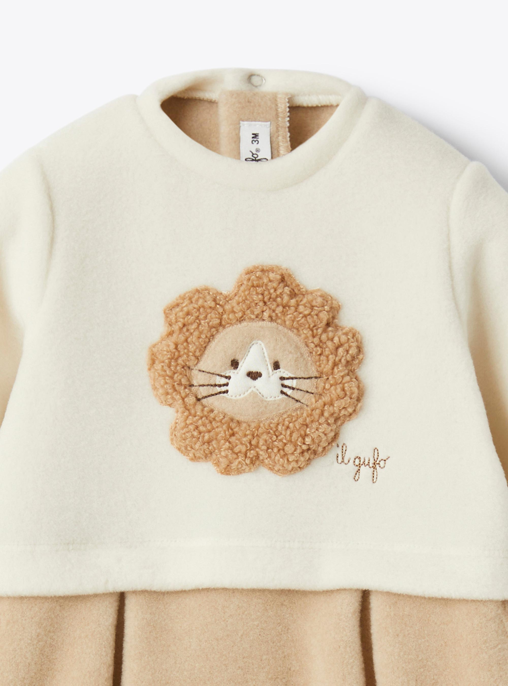 Fleece jumpsuit  with appliqué - White | Il Gufo