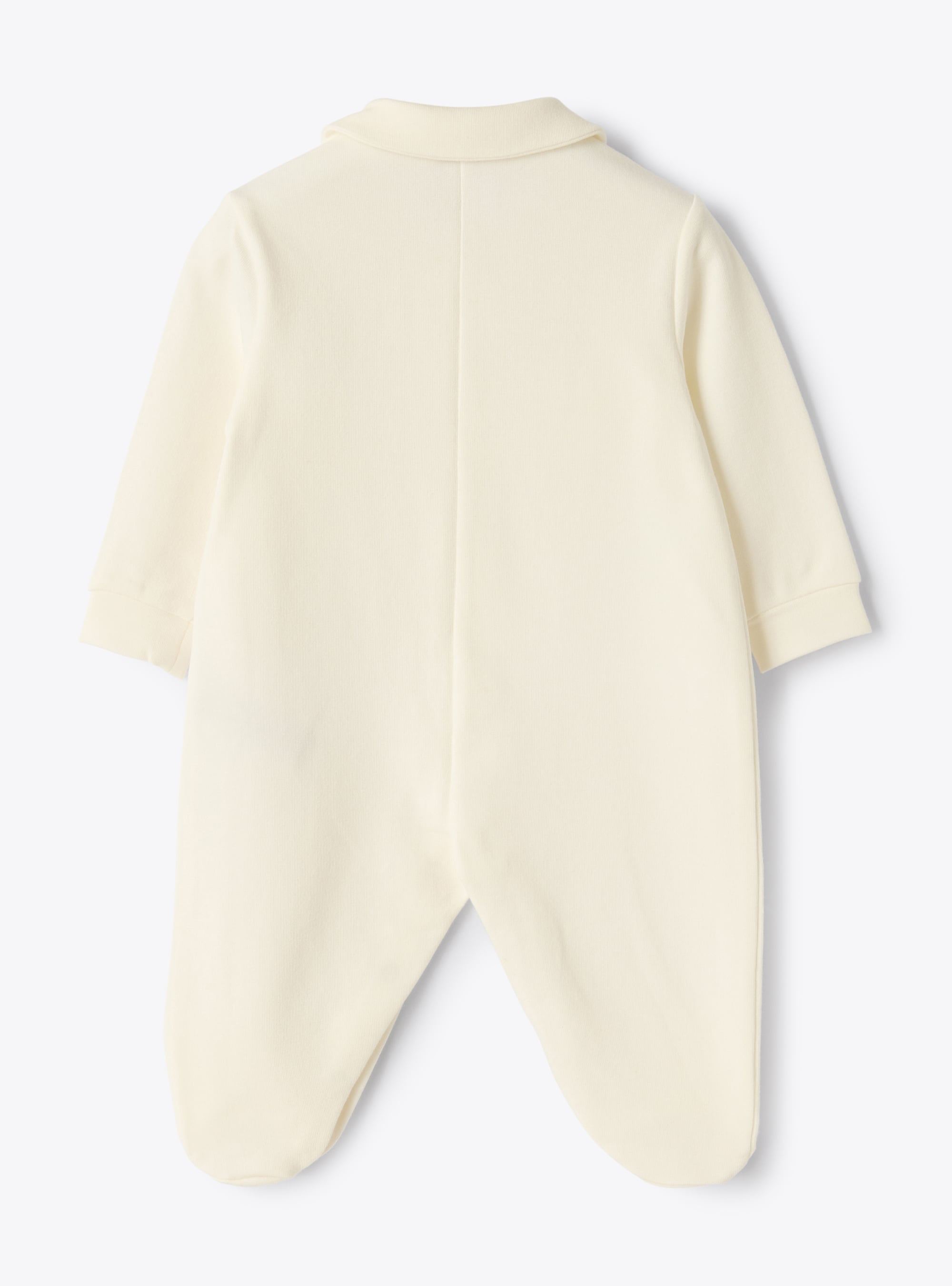 Stretch cotton fleece jumpsuit with littlebear - White | Il Gufo