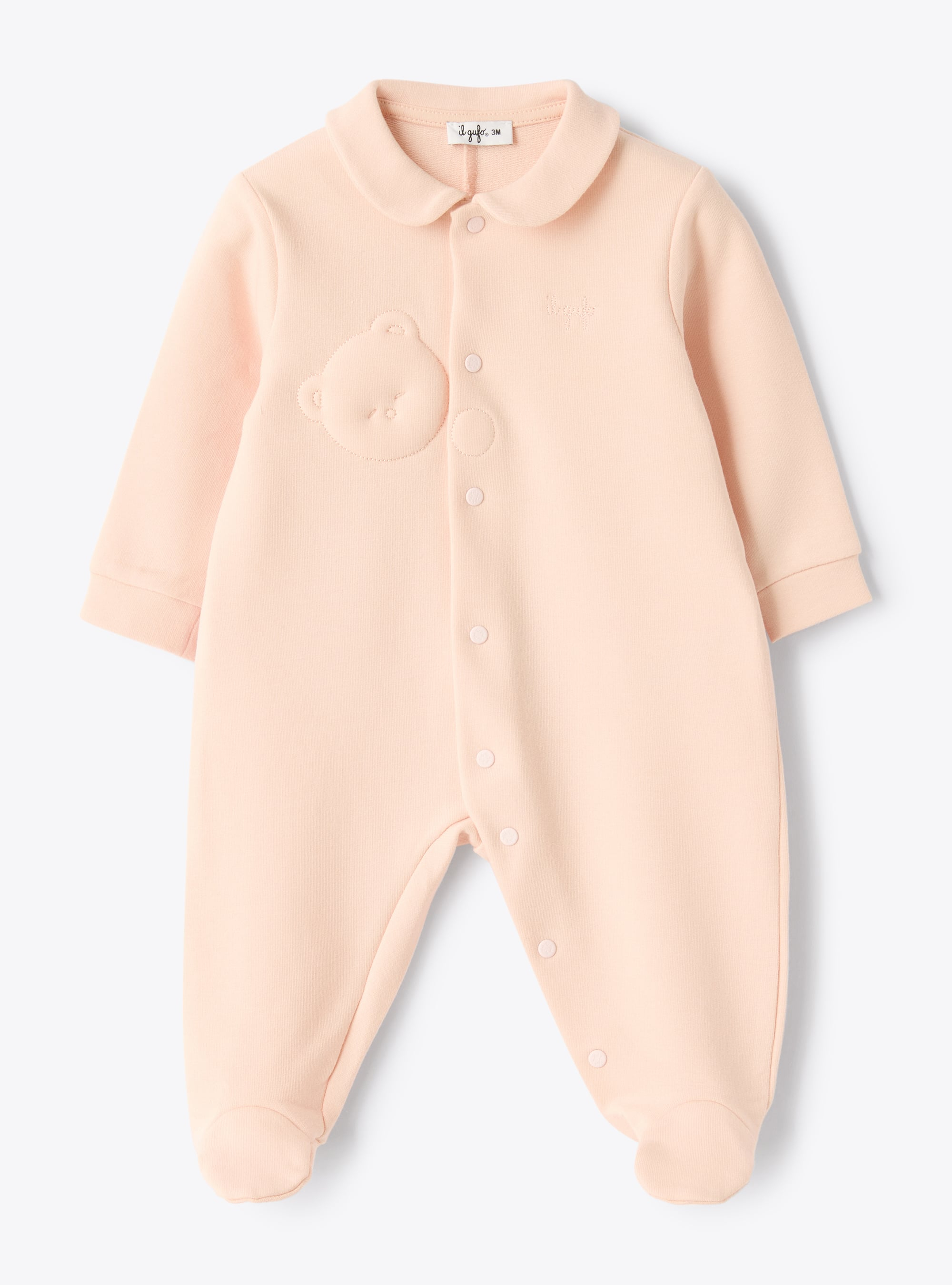 Combinaison en molleton stretch avec ourson - Rose | Il Gufo