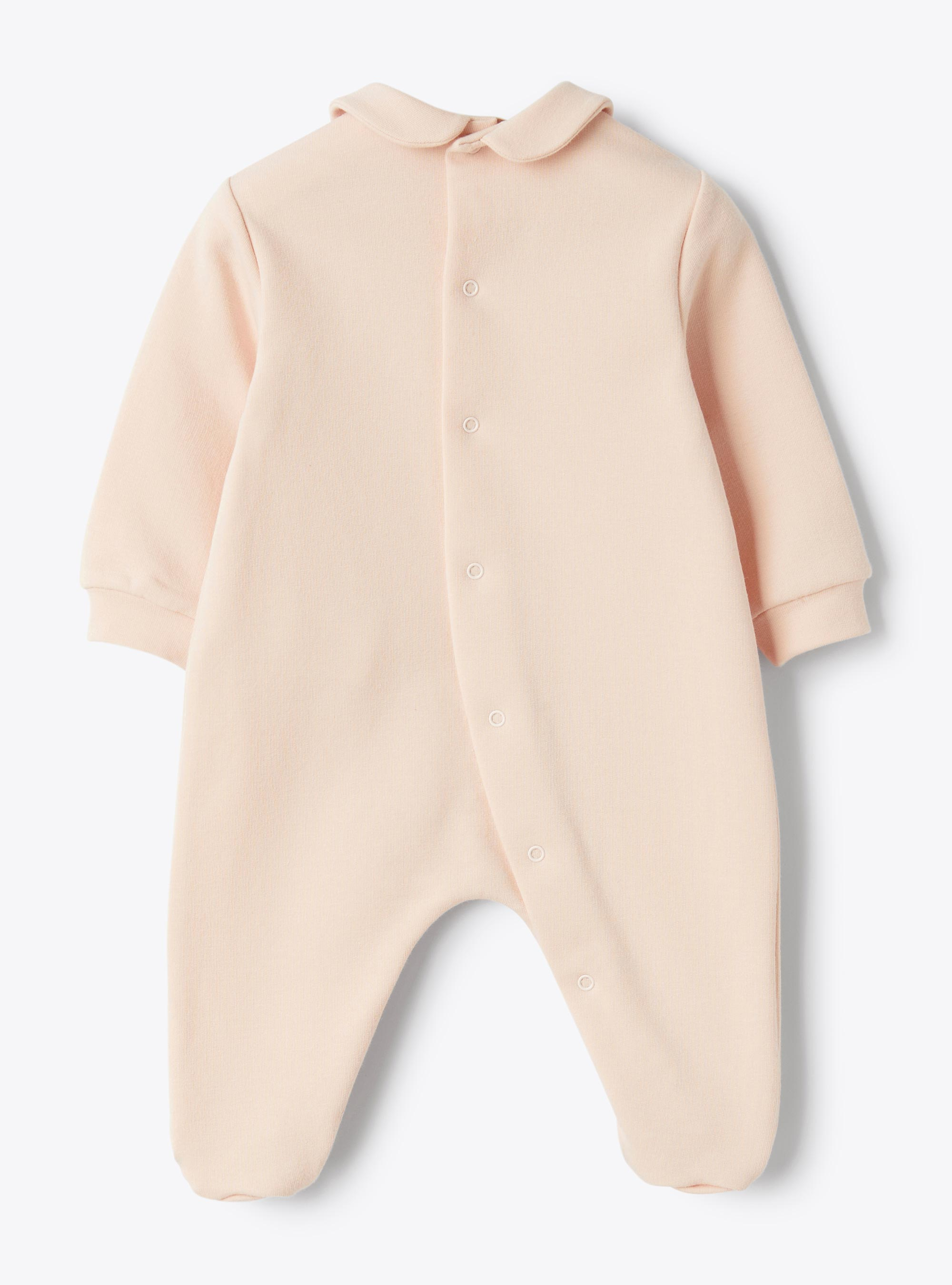 Stretch cotton fleece jumpsuit with heart - Pink | Il Gufo