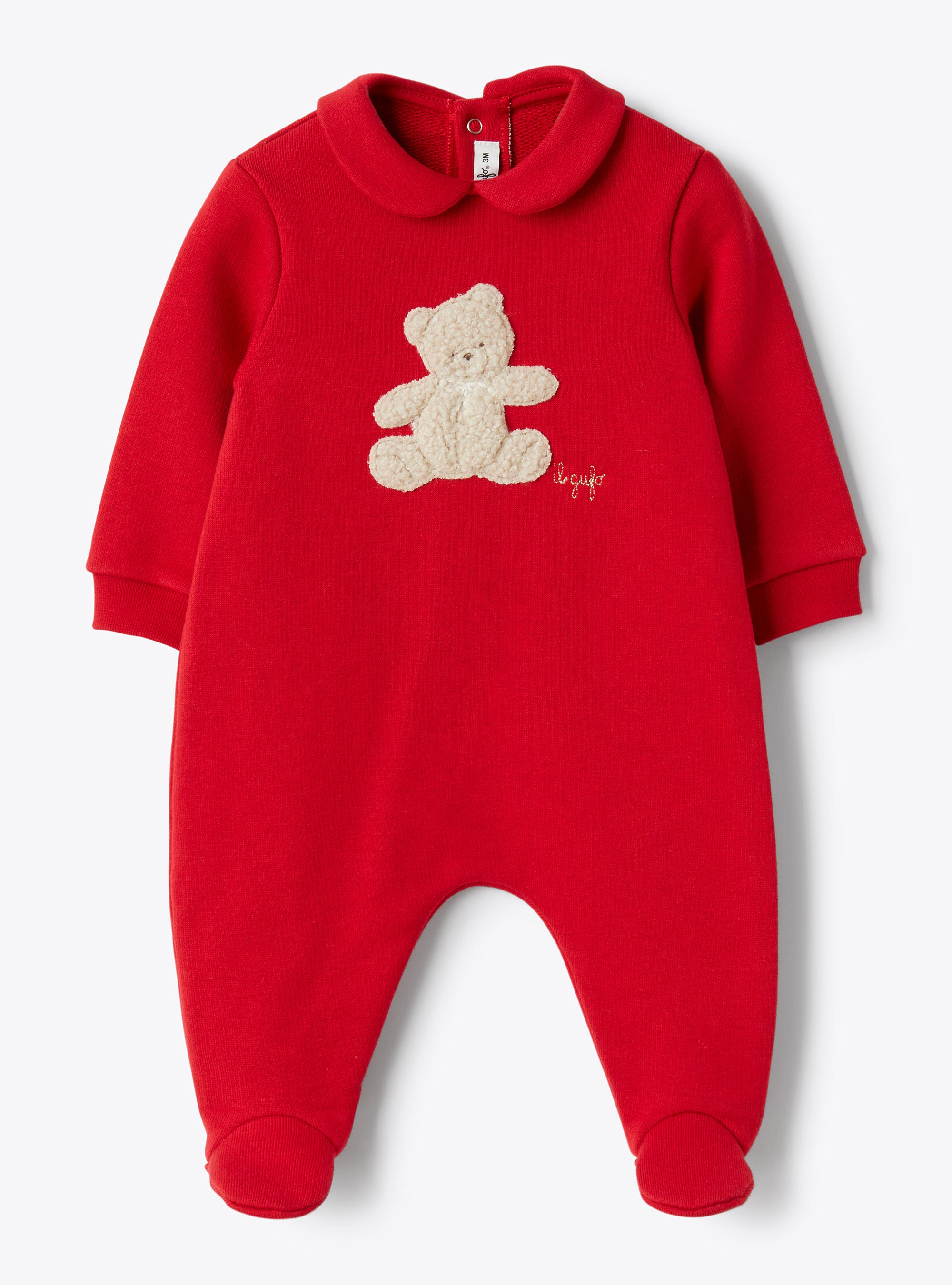 Cotton fleece jumpsuit with appliqué - Babygrows - Il Gufo