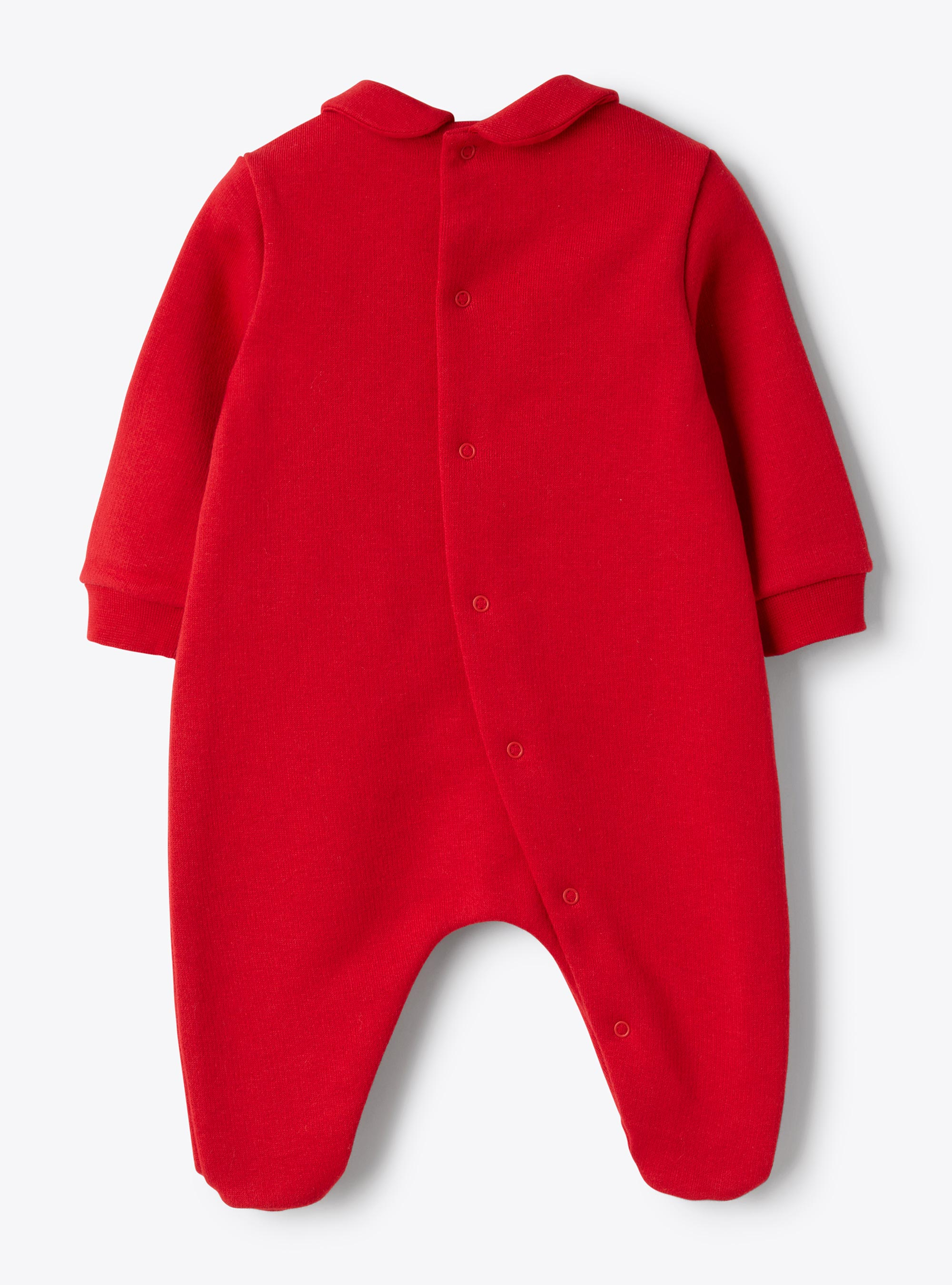 Cotton fleece jumpsuit with appliqué - Red | Il Gufo