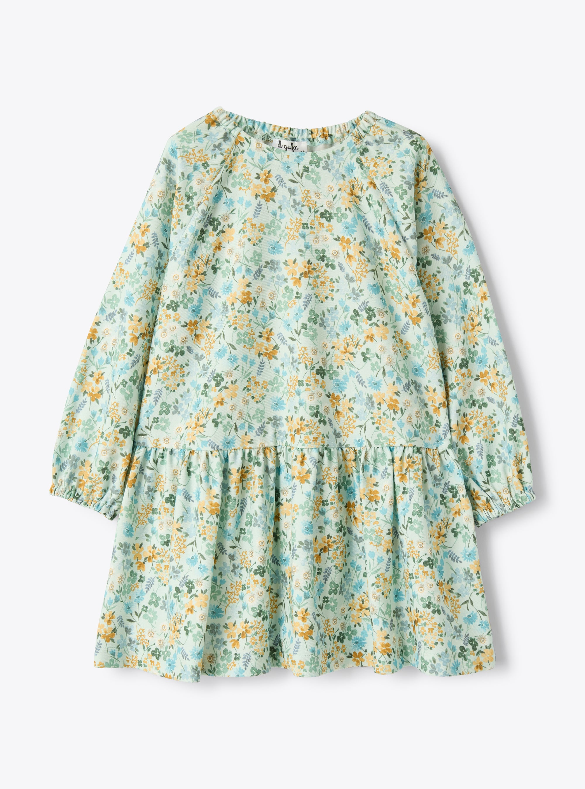 Floral flannel dress - Light blue | Il Gufo