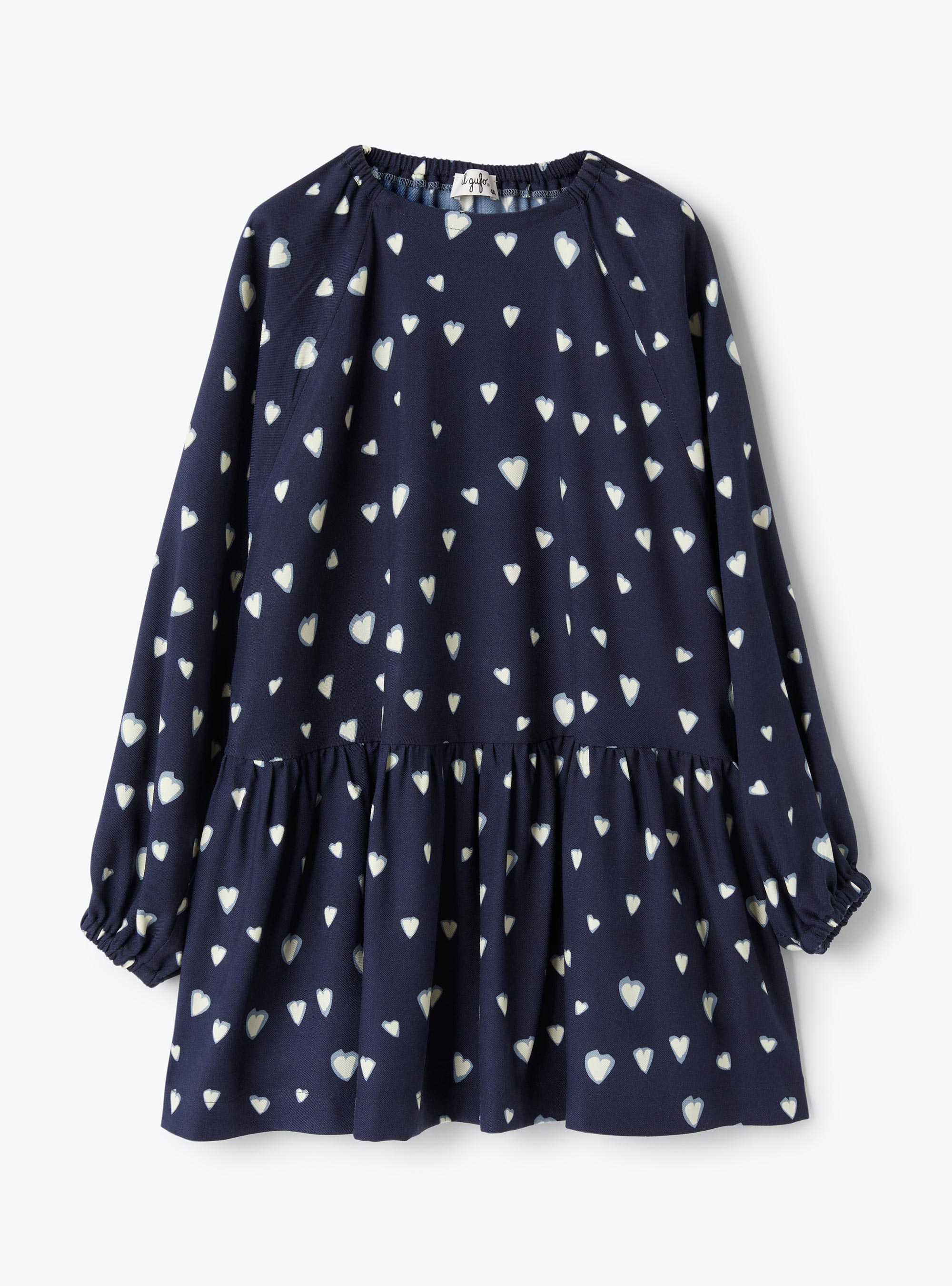 Heart print flannel dress - Blue | Il Gufo