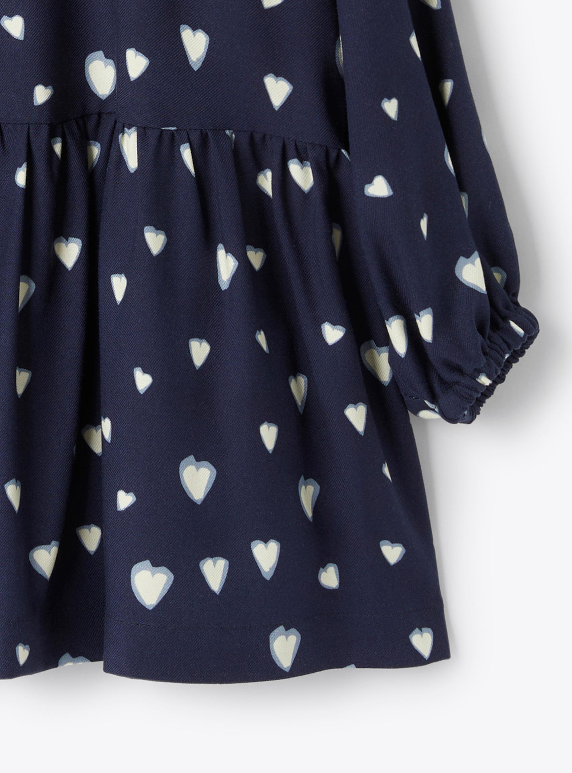 Heart print flannel dress - Blue | Il Gufo