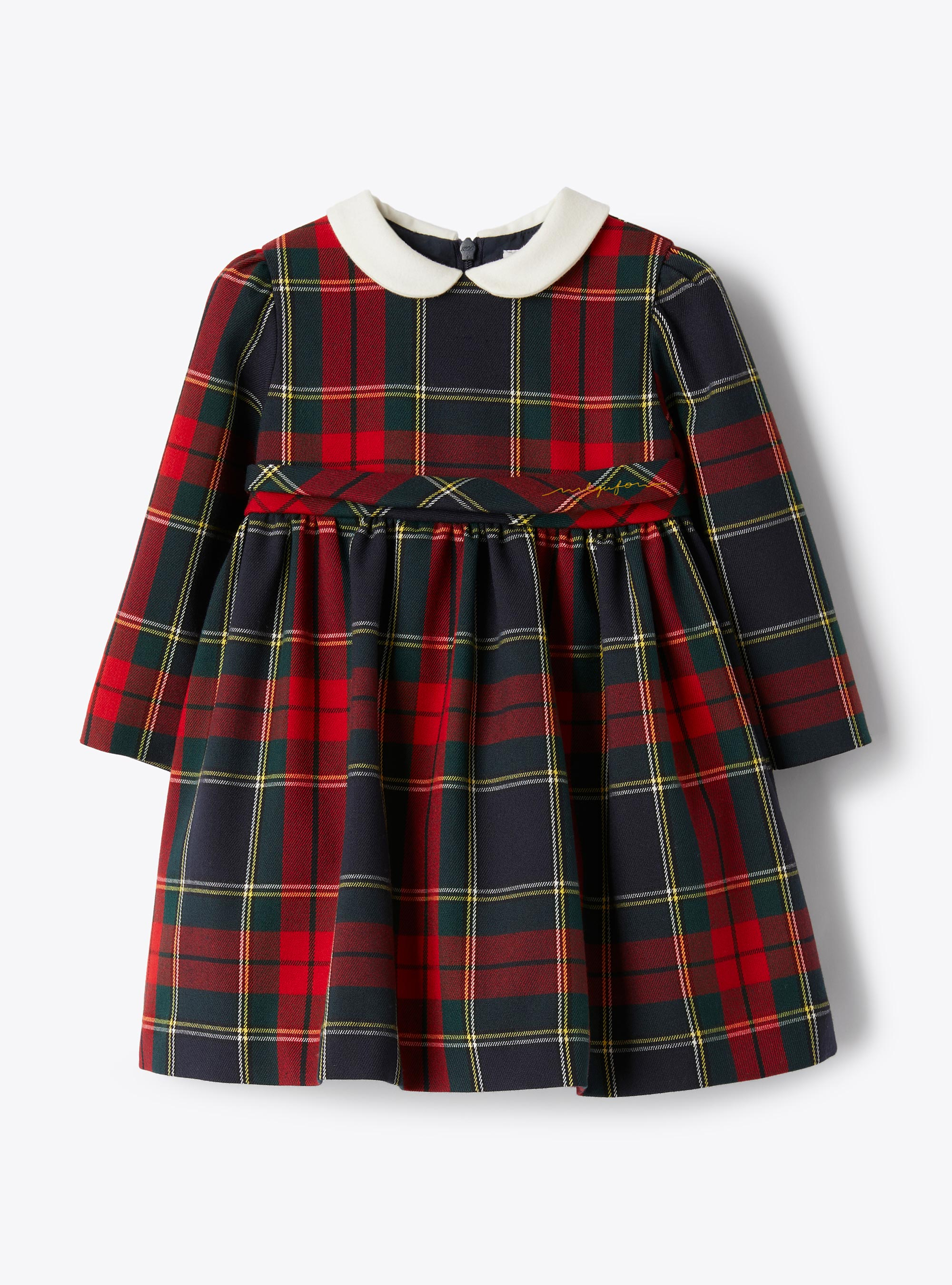 Empire-Stil-Kleid aus tartan Techno-Wolle - Rot | Il Gufo