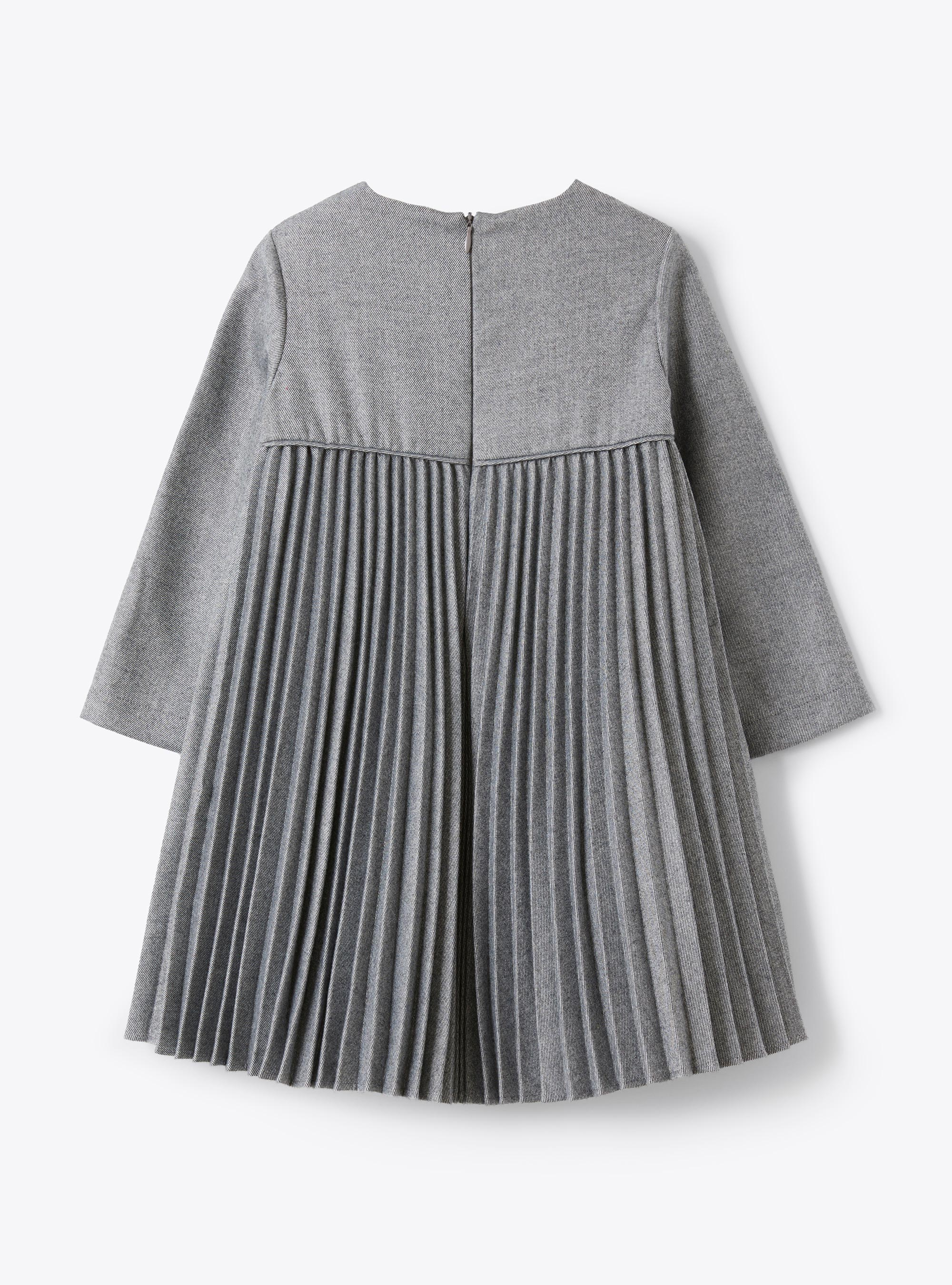 Pleated techno-wool dress - Grey | Il Gufo