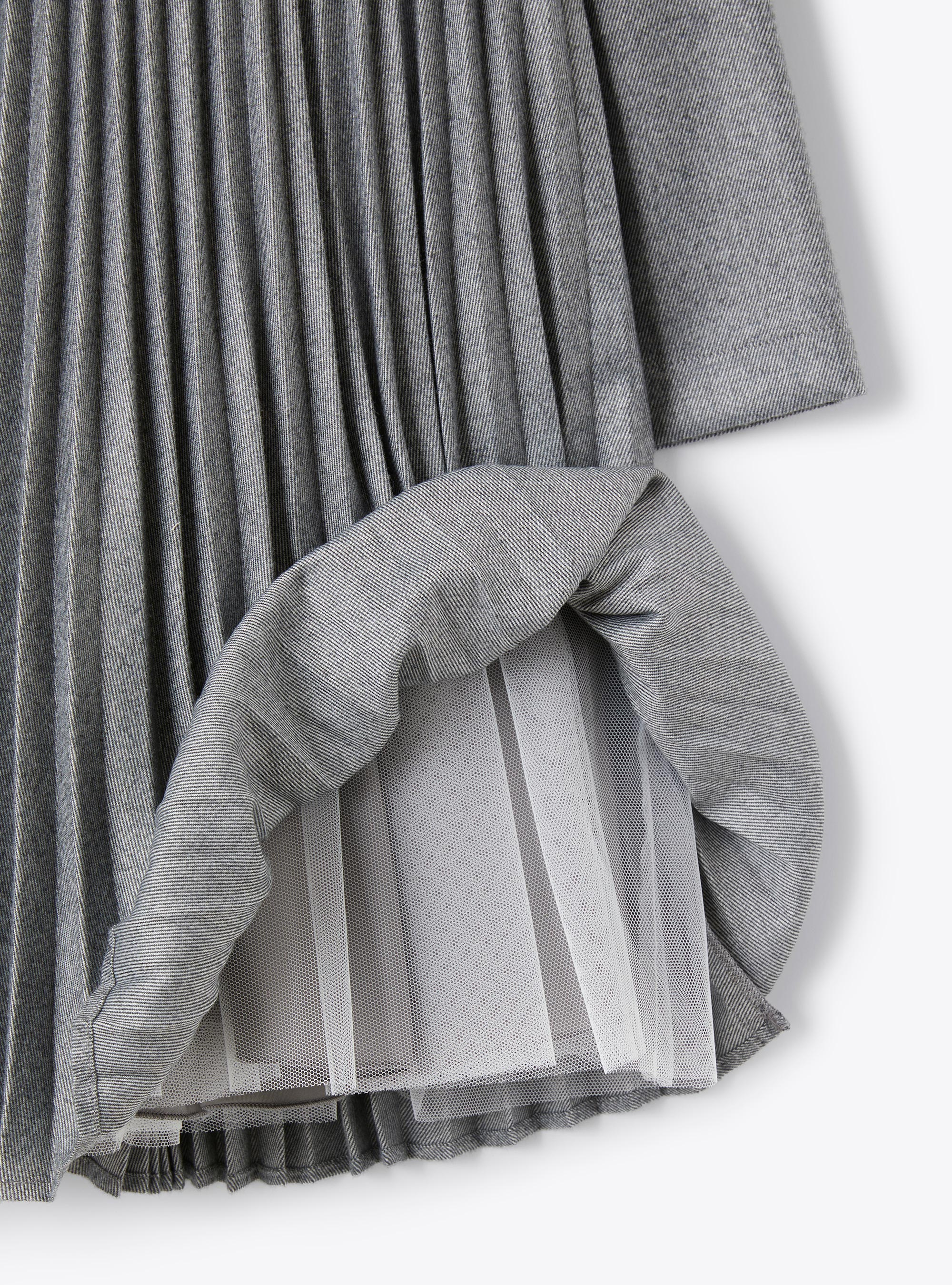 Pleated techno-wool dress - Grey | Il Gufo